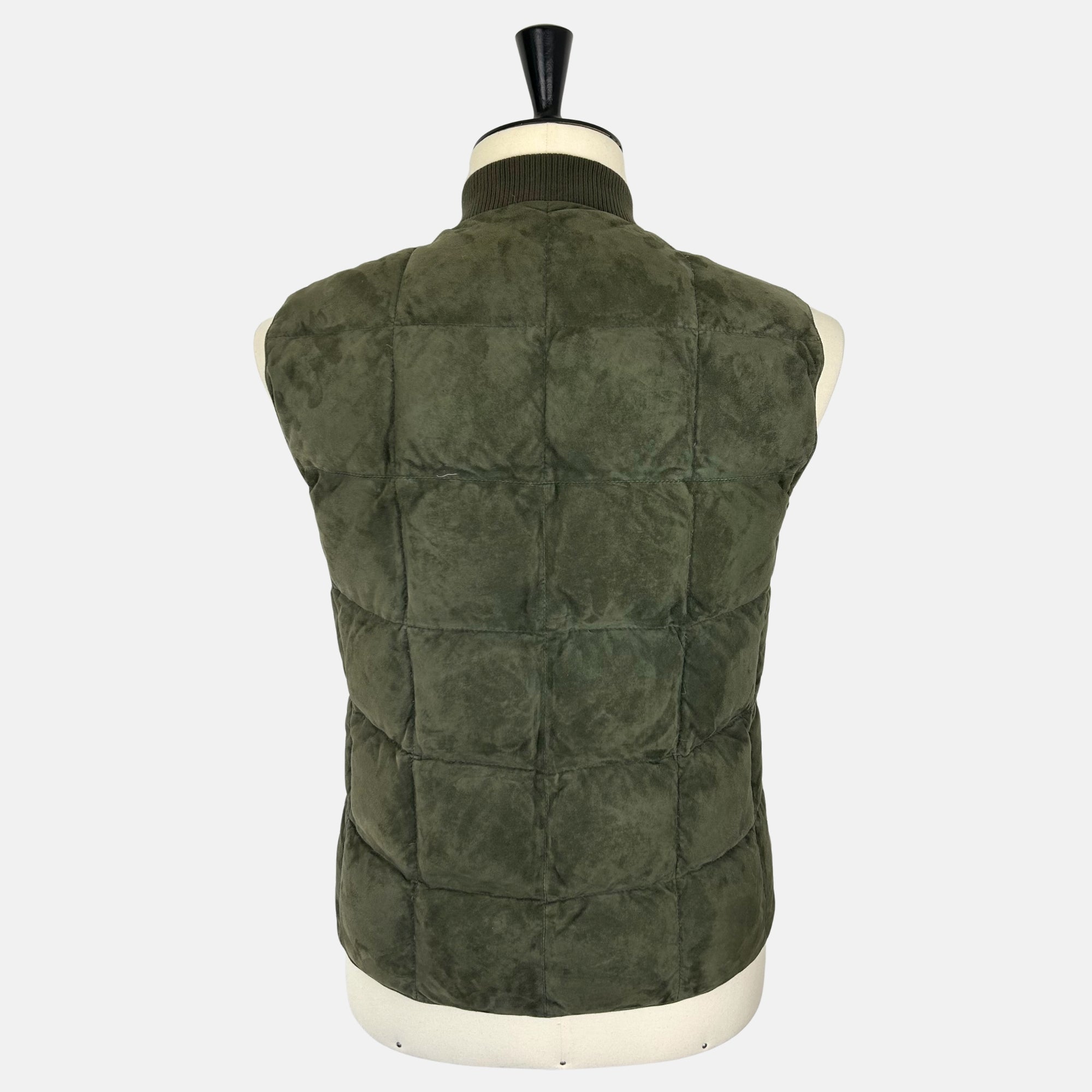 Olive/Navy Reversible Down Vest made of Suede/Nylon (S)