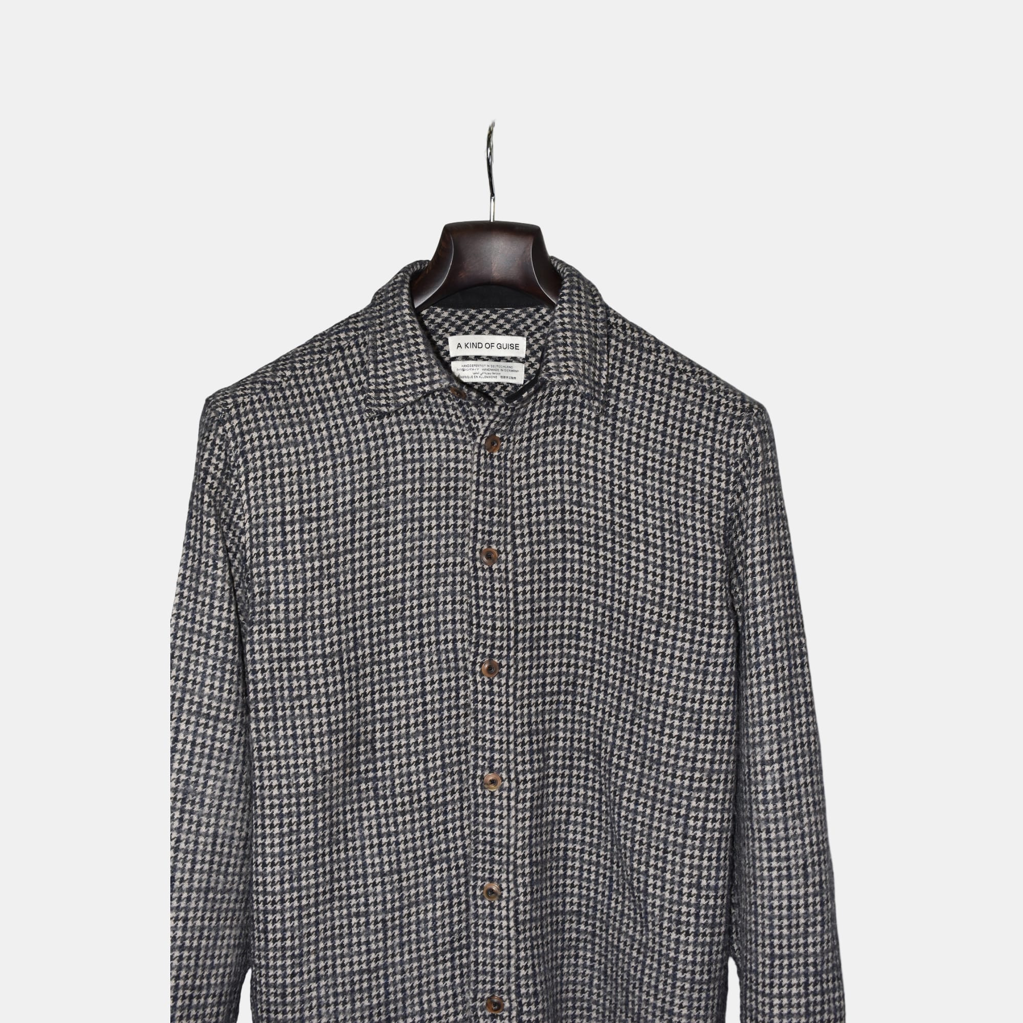 Gray Houndstooth Overshirt made of Virgin Wool/Polyamide (M)