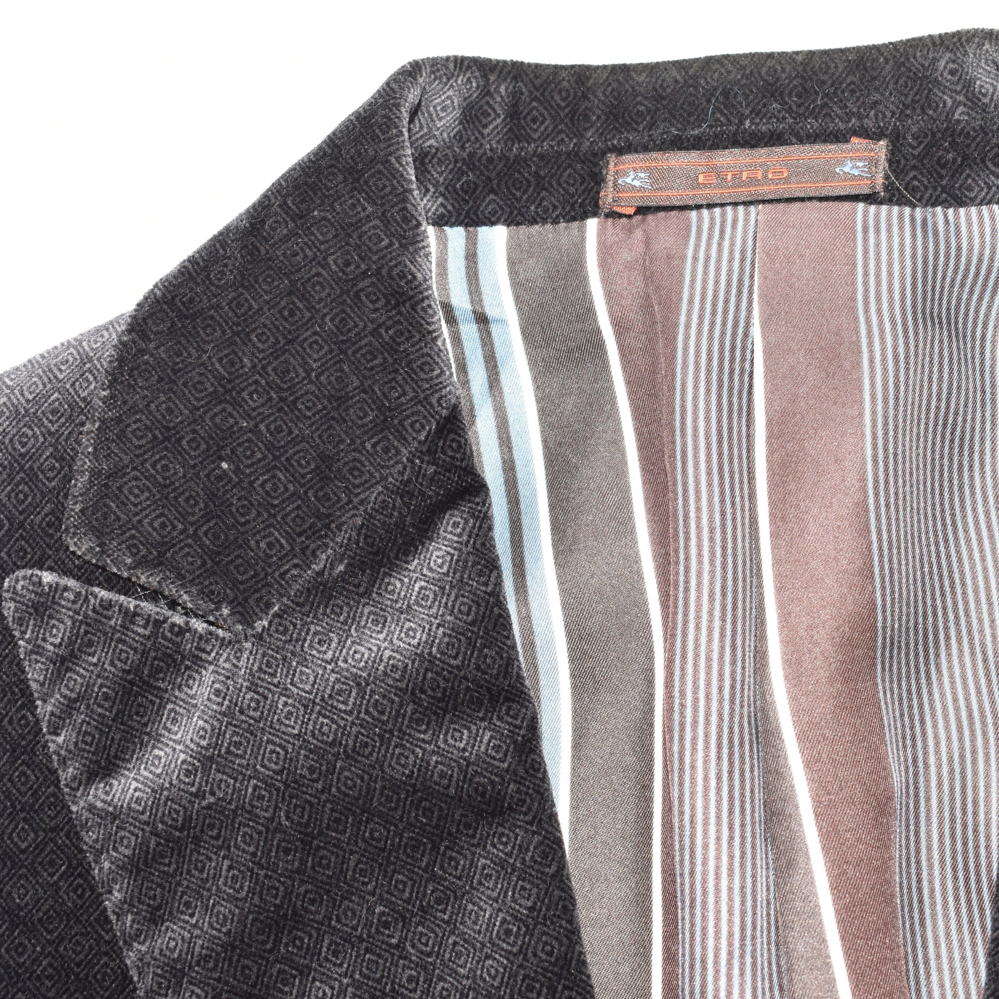Charcoal Patterned Velvet Blazer made of Cotton (EU 48)