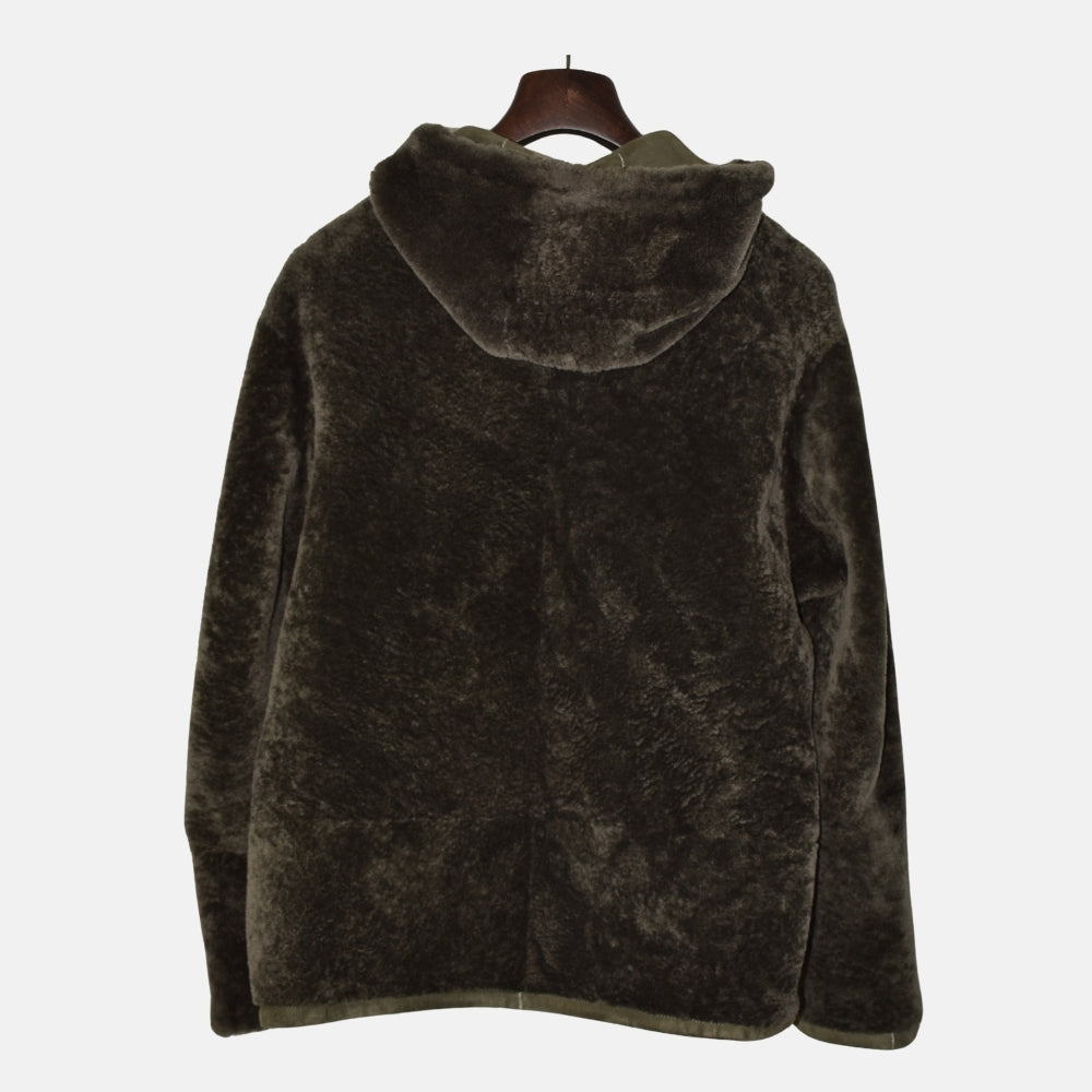 Olive Hooded Revisable Jacket made of Sheep Leather (EU 50)