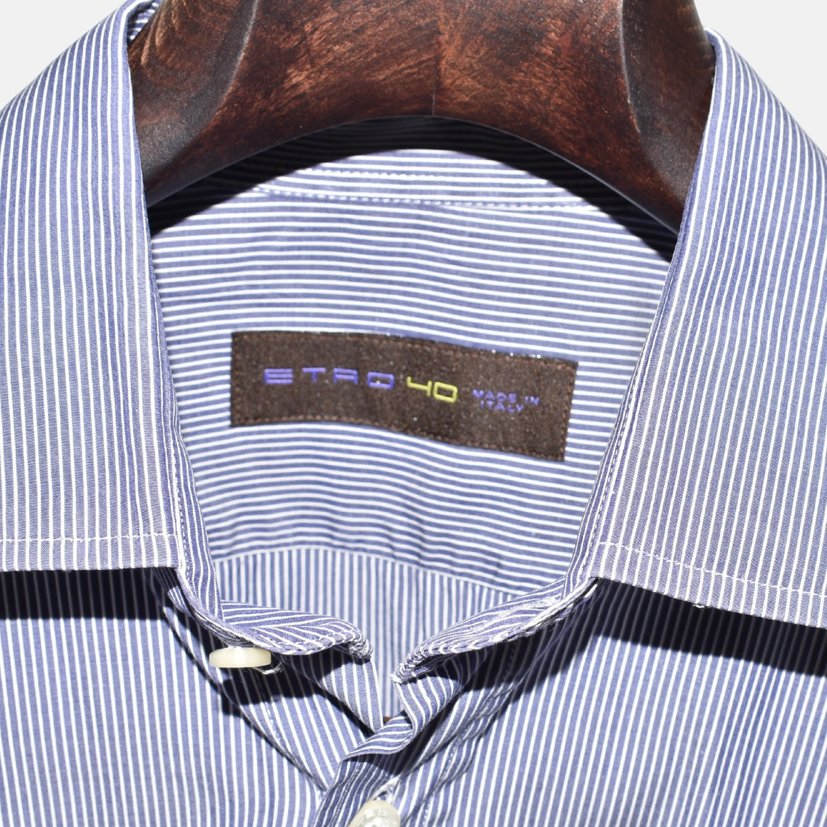Blue-White Striped Shirt made of Cotton (EU 40)