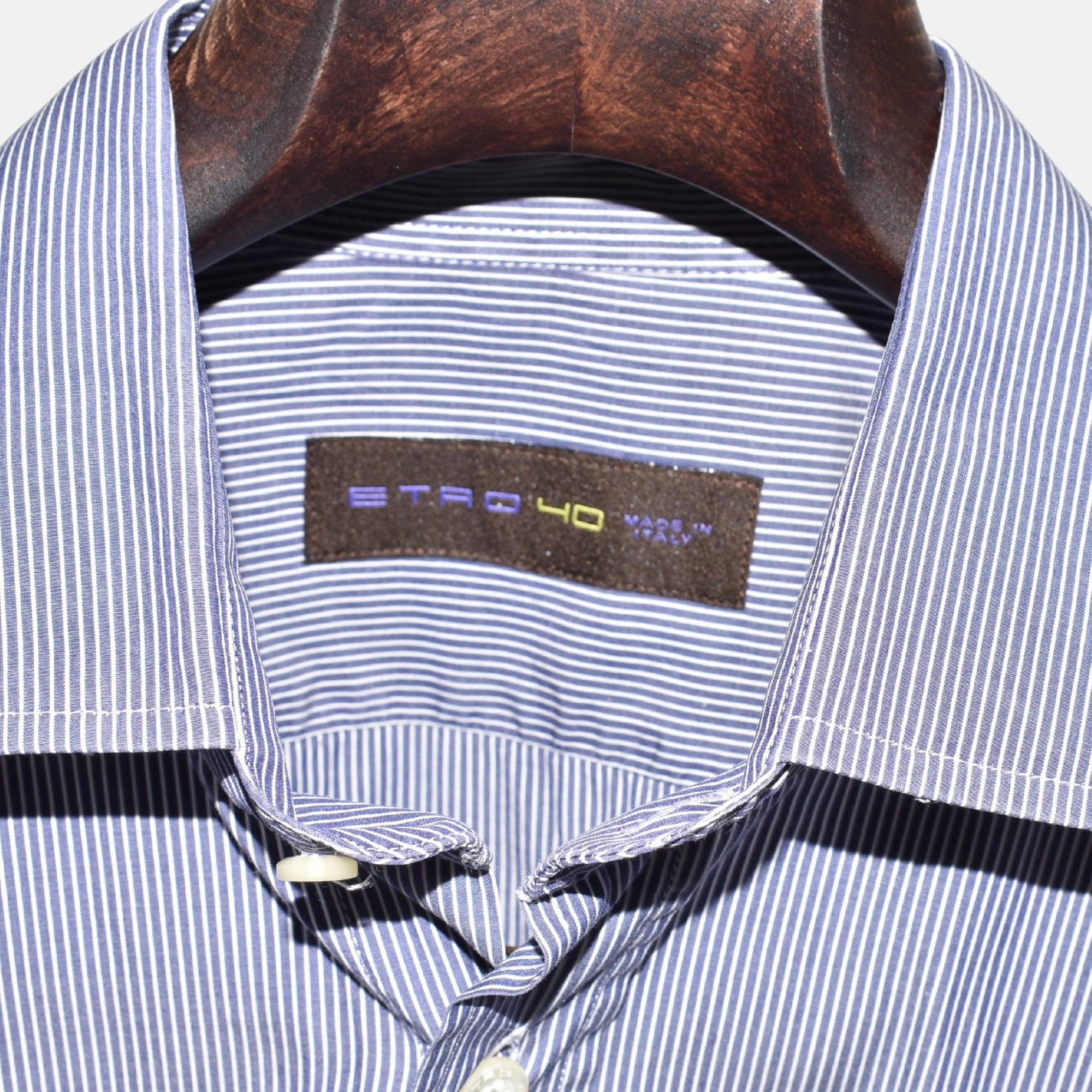 Blue-White Striped Shirt made of Cotton (EU 40)