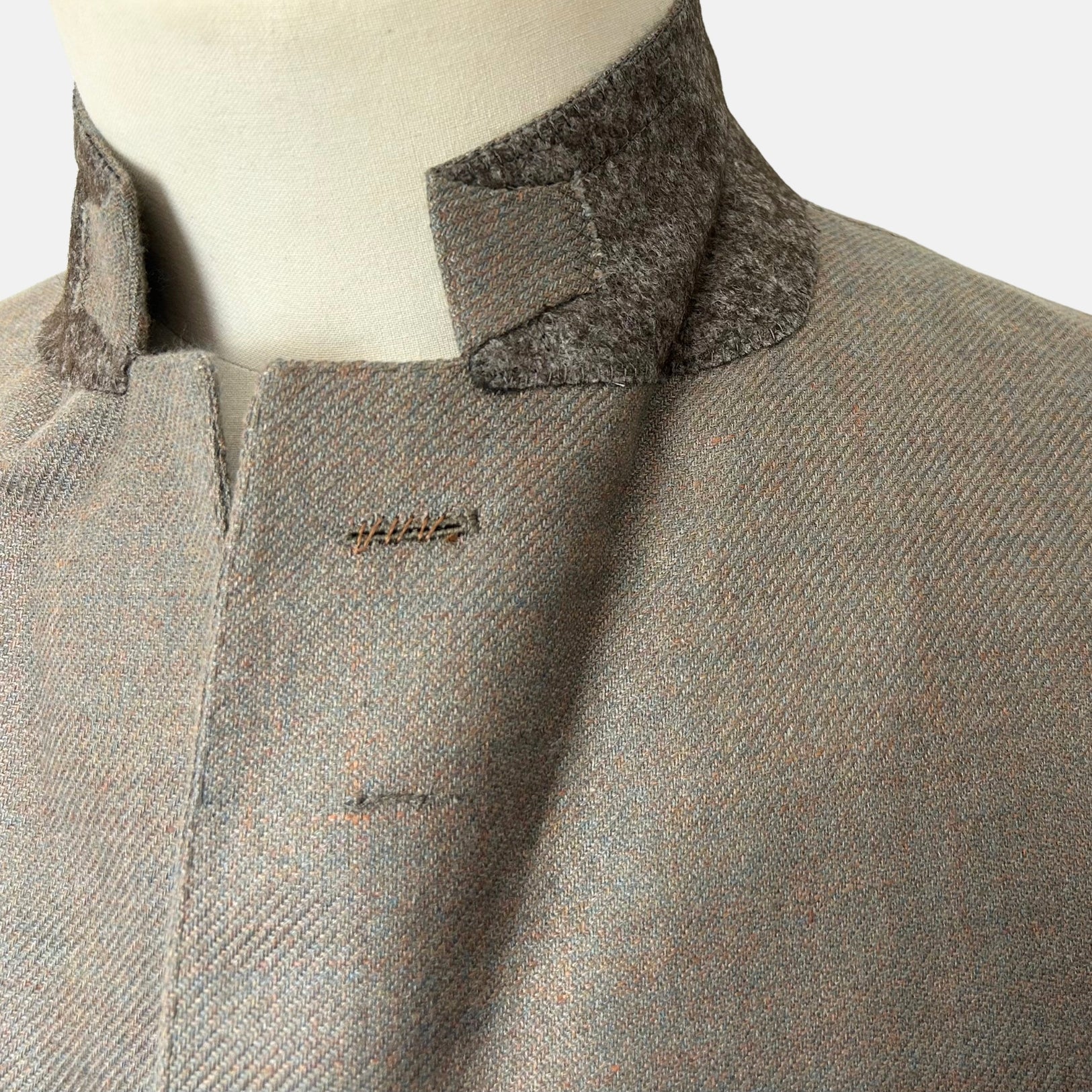 Blue-Grey/Brown-Patterned Blazer made of Cashmere/Linen/Silk (EU 48)