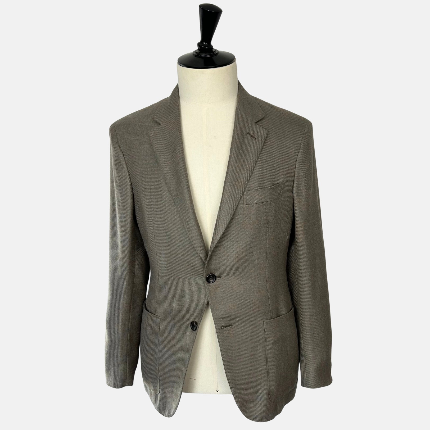Blue-Grey/Brown-Patterned Blazer made of Cashmere/Linen/Silk (EU 48)