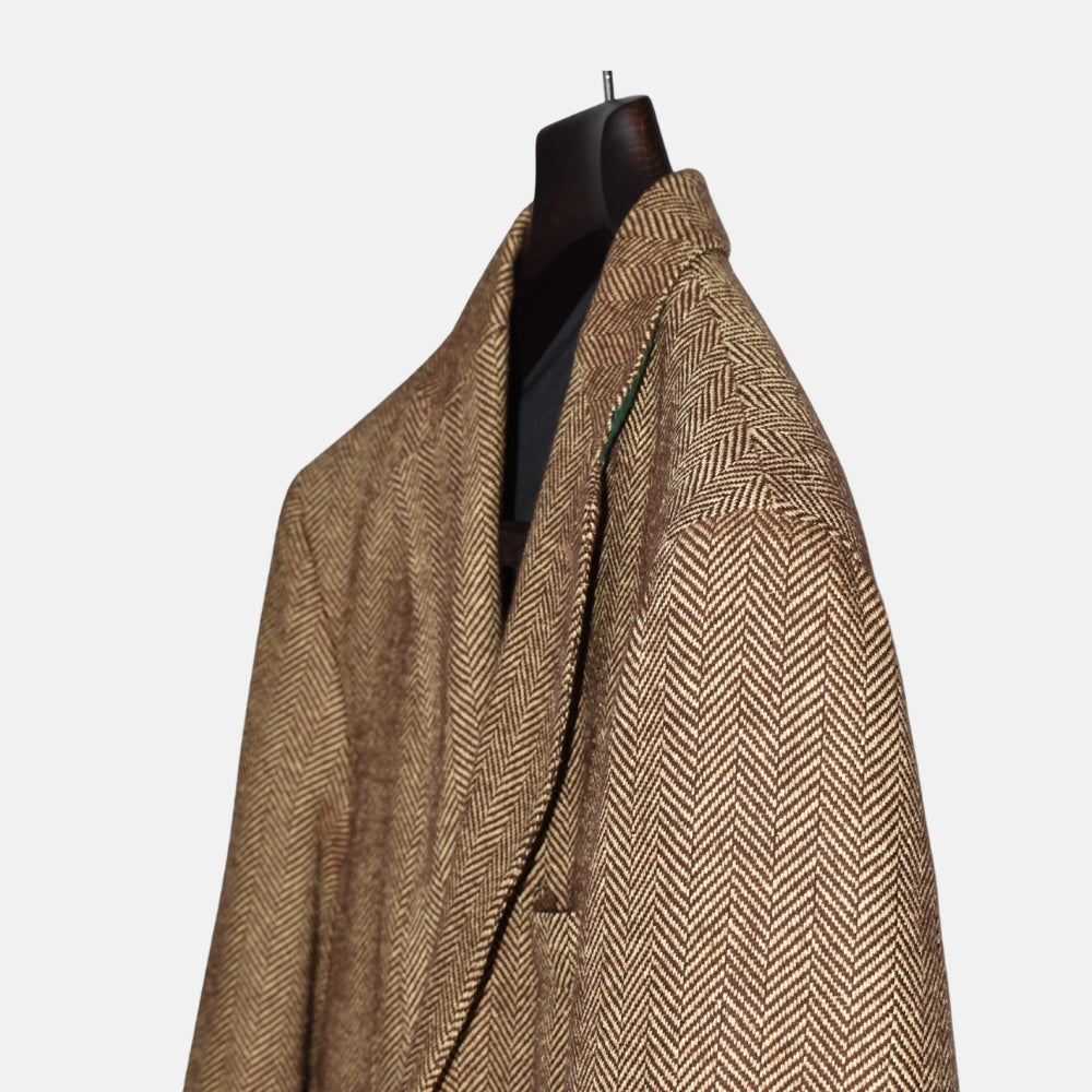 Brown Herringbone Blazer made of Linen/Wool/Viscose (EU 50)