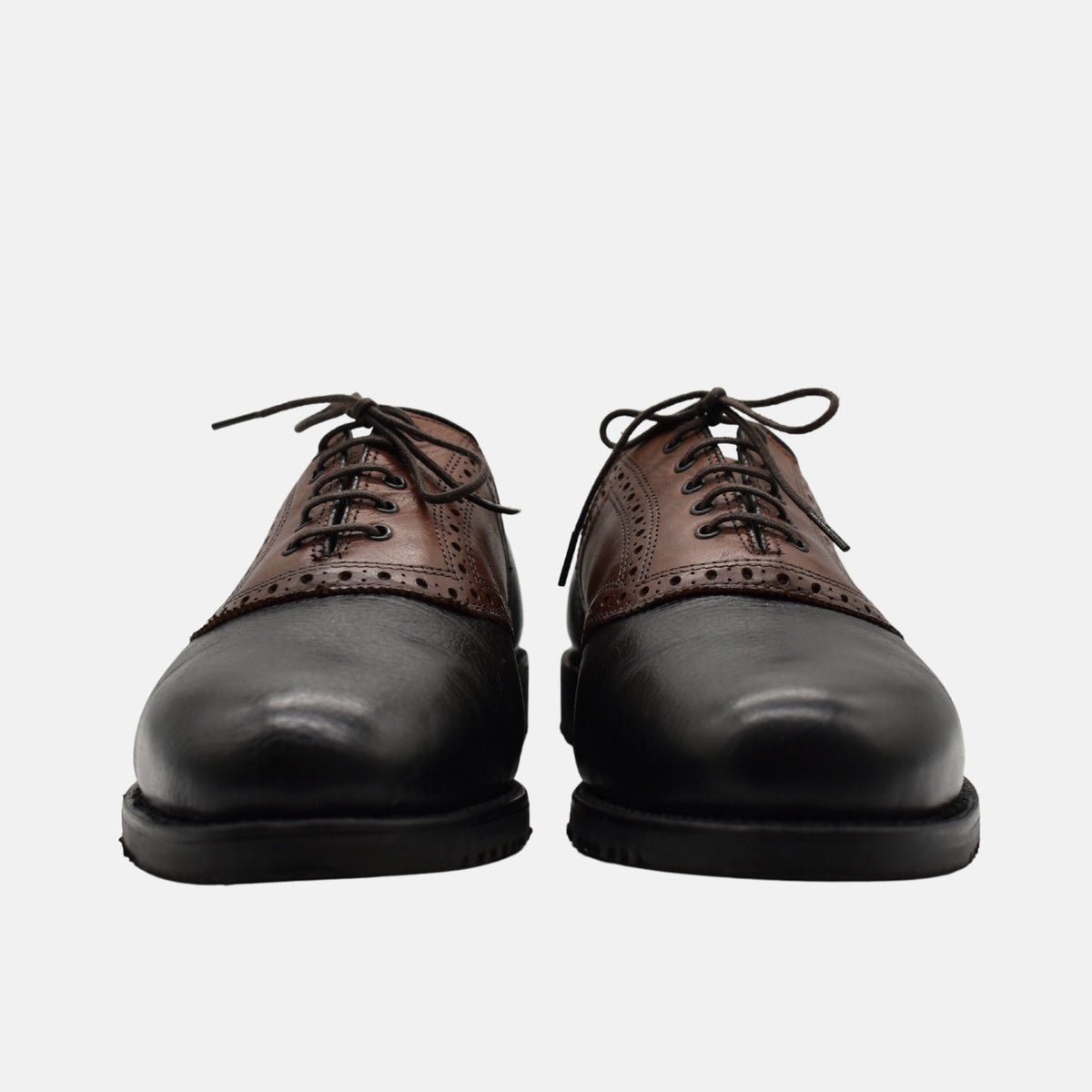 Schwarze/braune Budapester Schuhe aus Leder (EU 42/US 9,5)