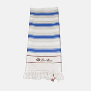 Cream/Blue Striped Beach Towel made of Cotton (OS)