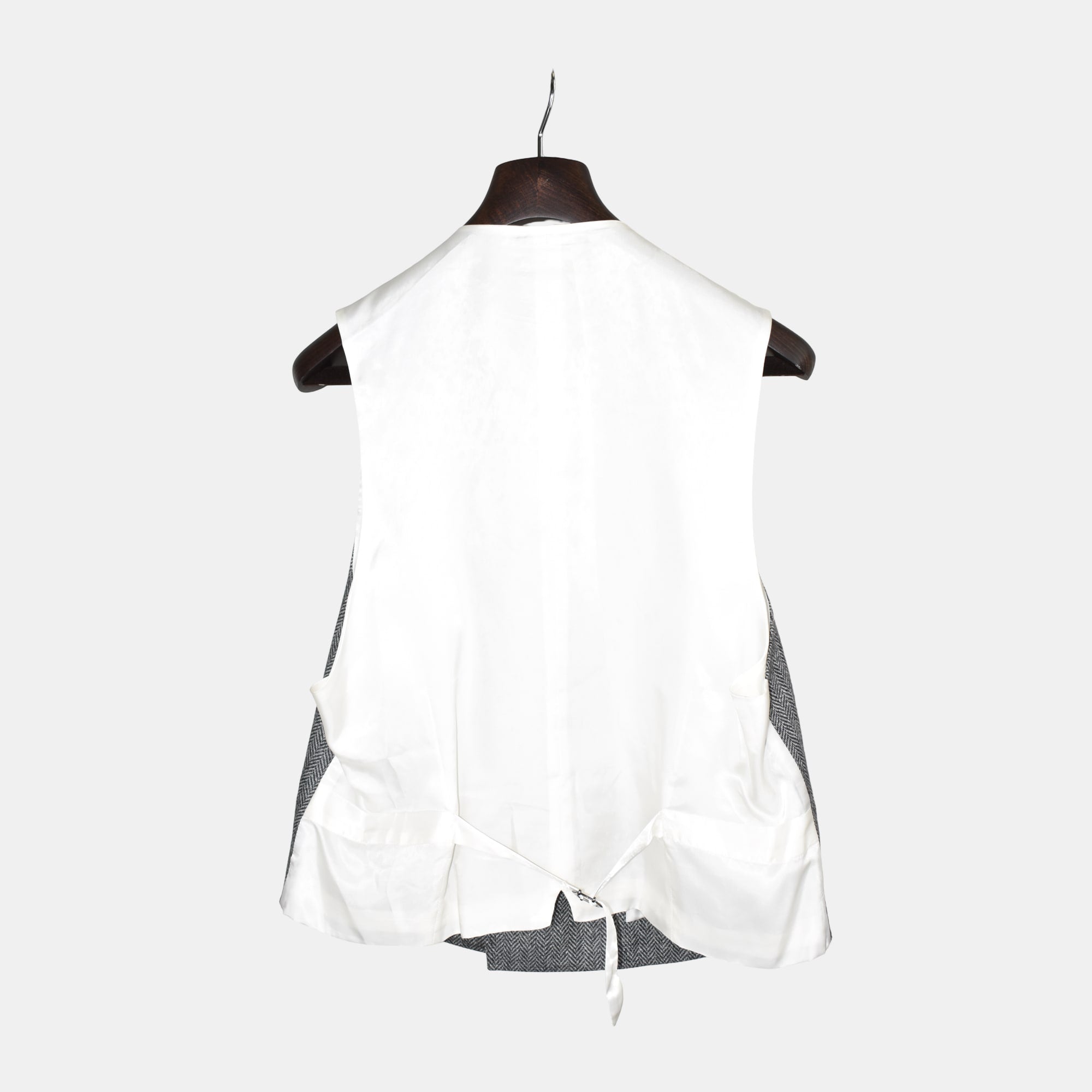 Black/White Herringbone Vest made of Wool (XL)