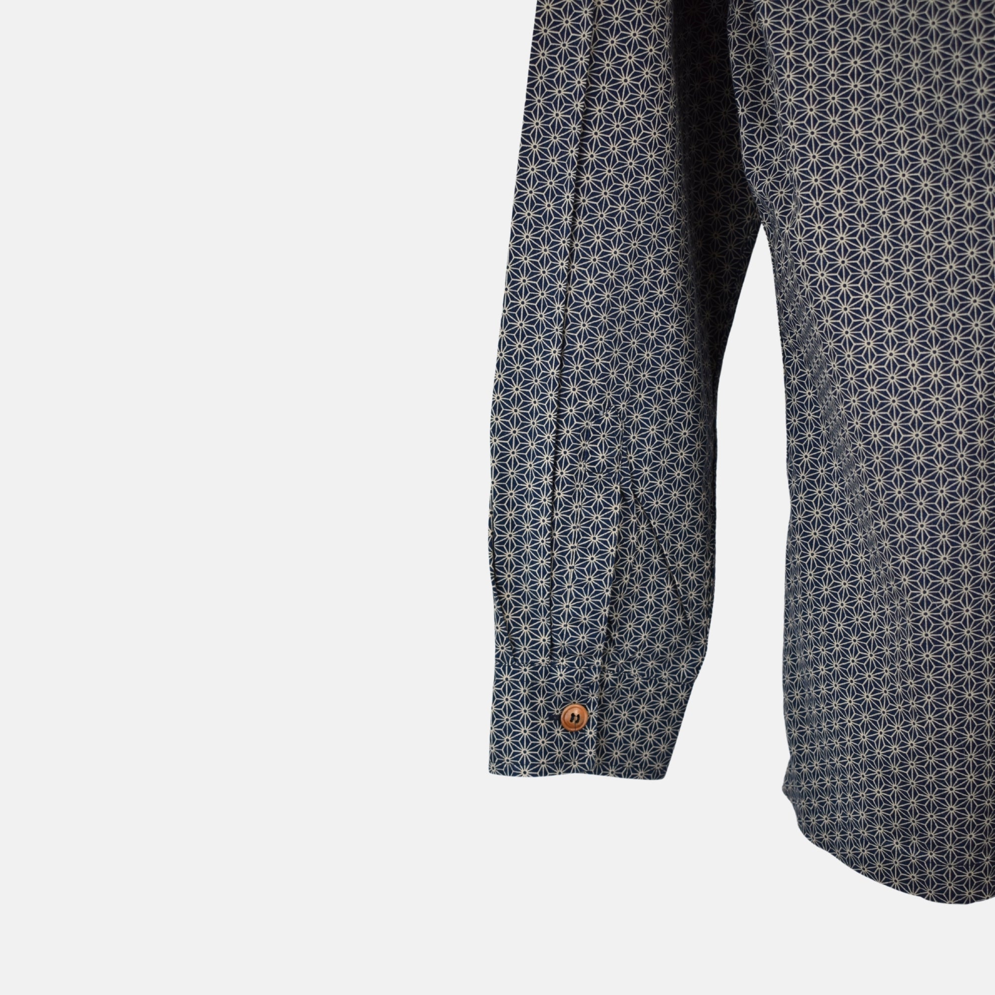 Blue-Beige Patterned Shirt made of Cotton (XXL)