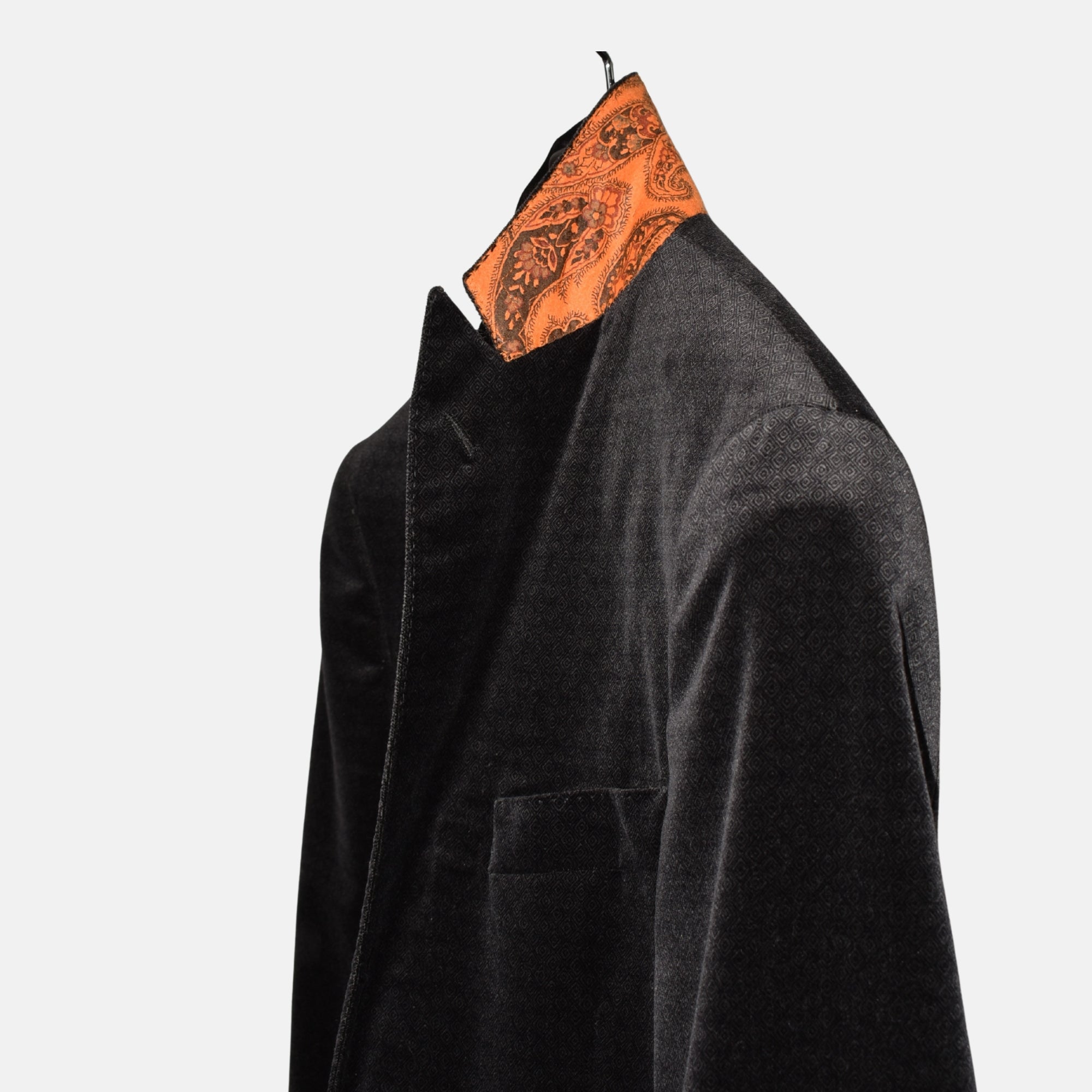 Charcoal Patterned Velvet Blazer made of Cotton (EU 48)
