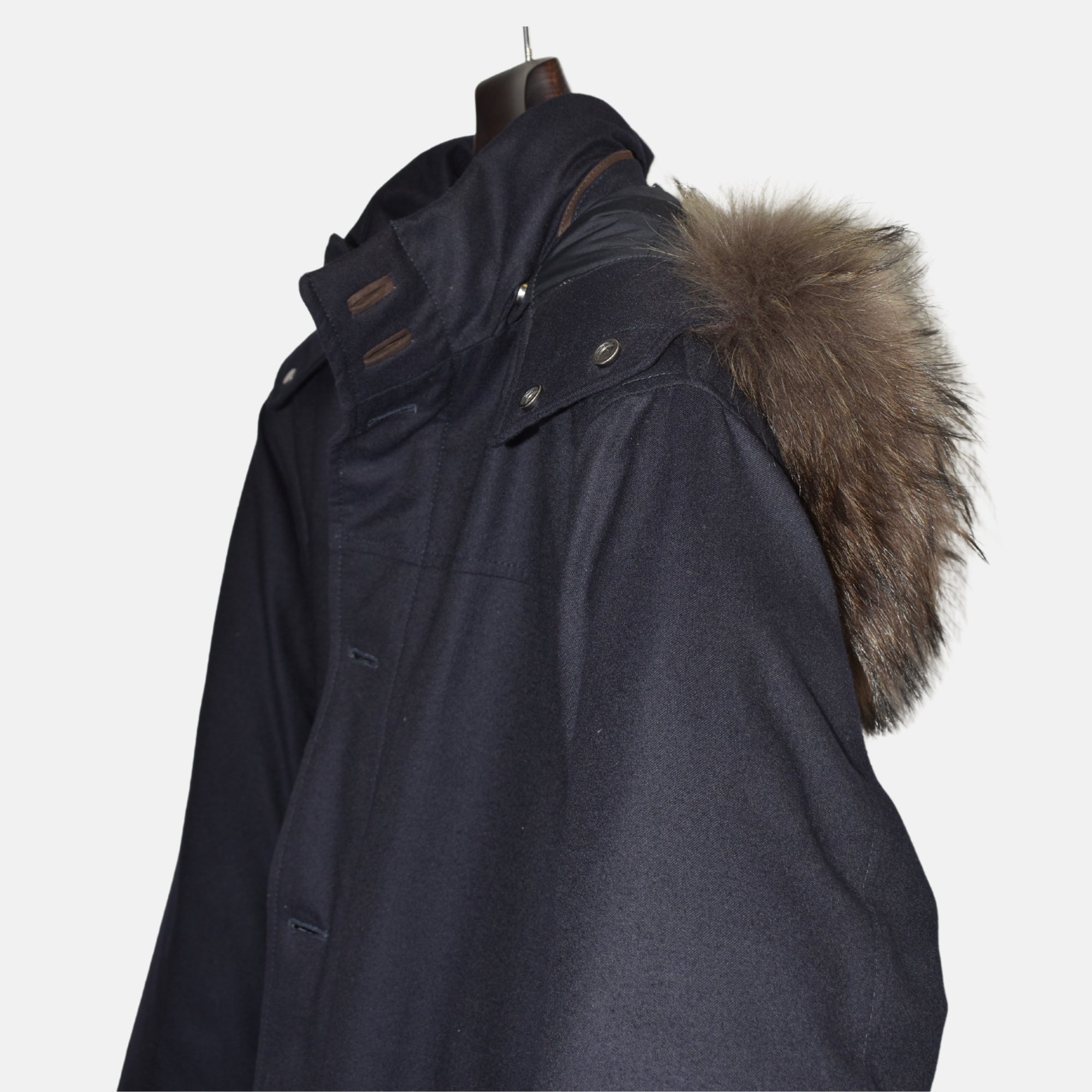 Marineblaue Kapuzenjacke aus Wolle (EU 54)