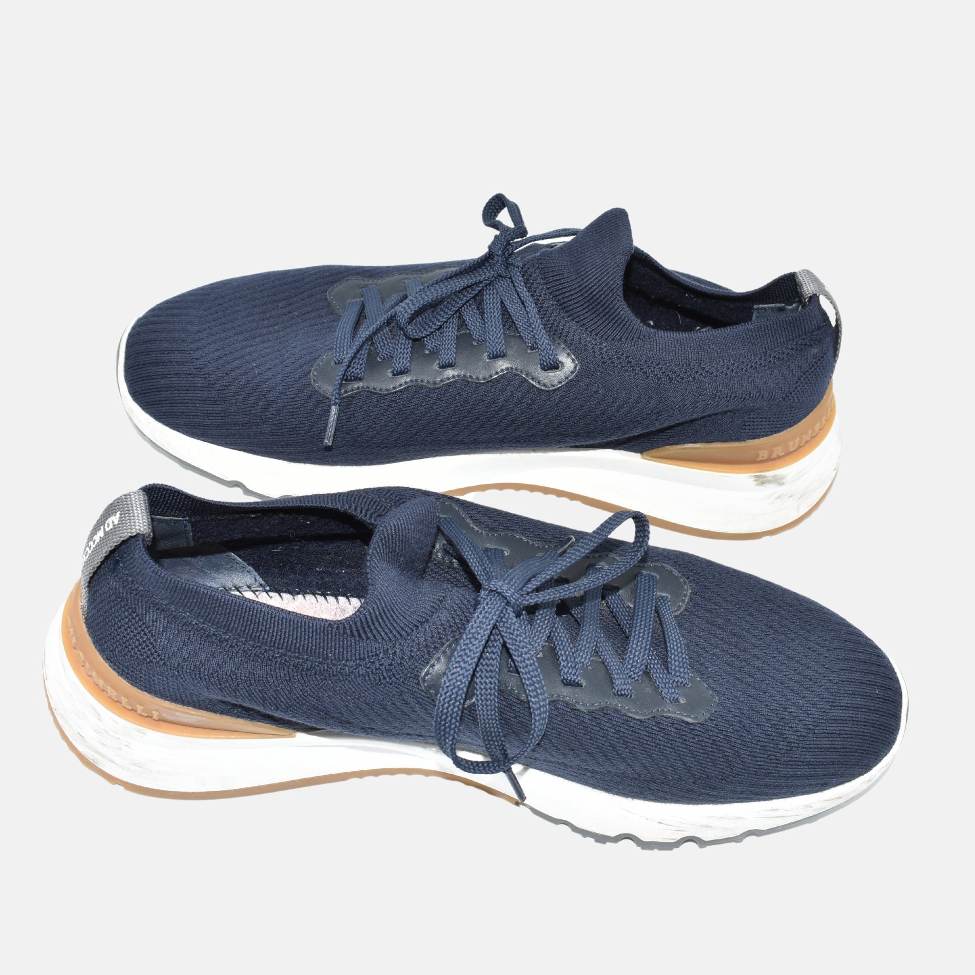 Navy Sneaker made of Cotton/Elastane/Leather Details (EU 43)