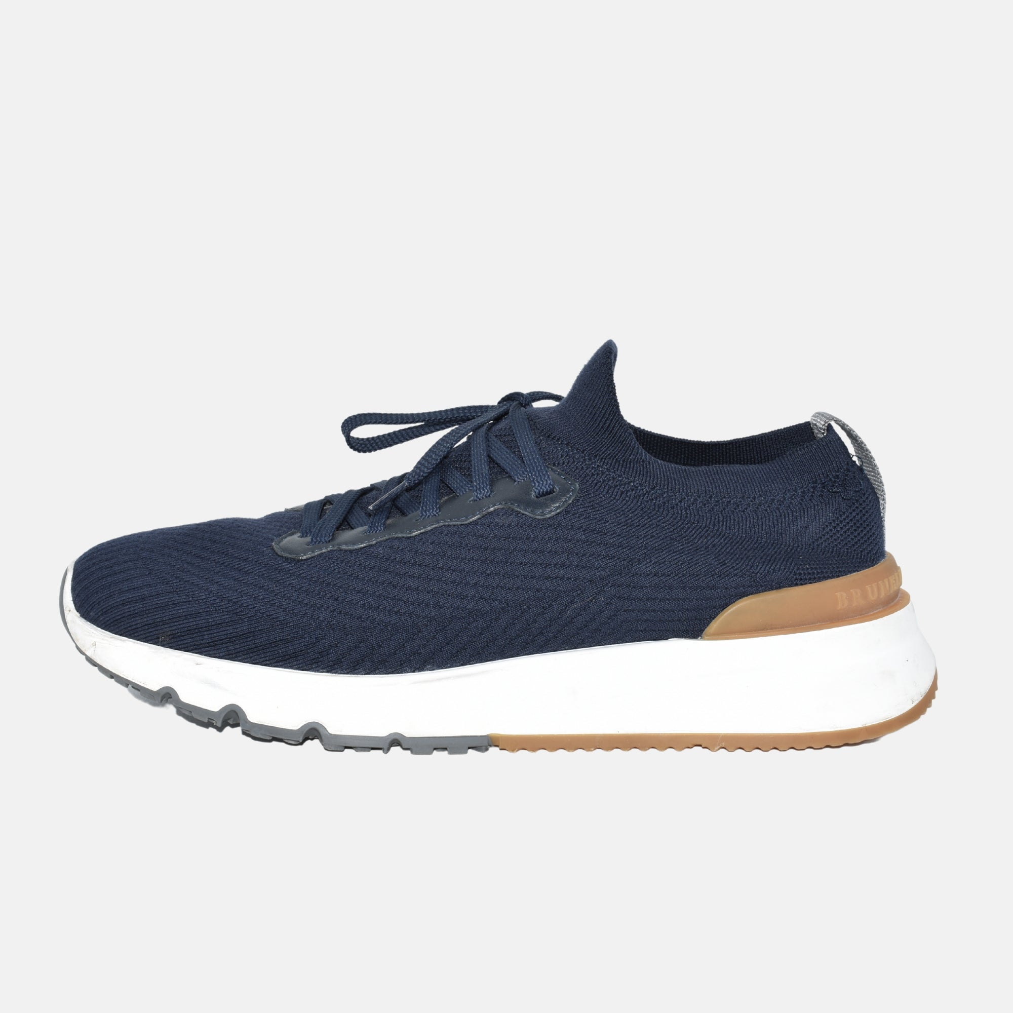 Navy Sneaker made of Cotton/Elastane/Leather Details (EU 43)