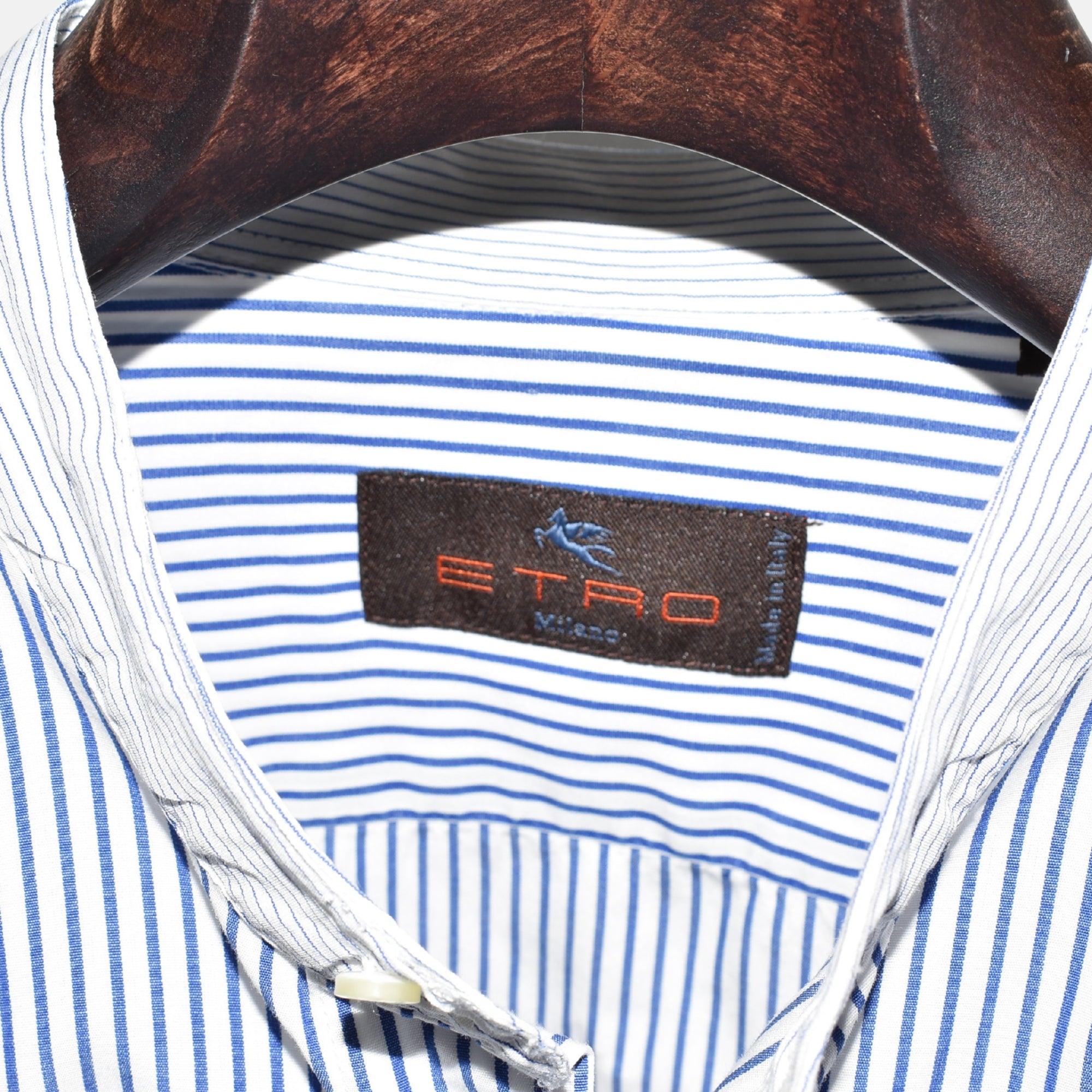 Blue-White Striped Shirt made of Cotton (EU 40)