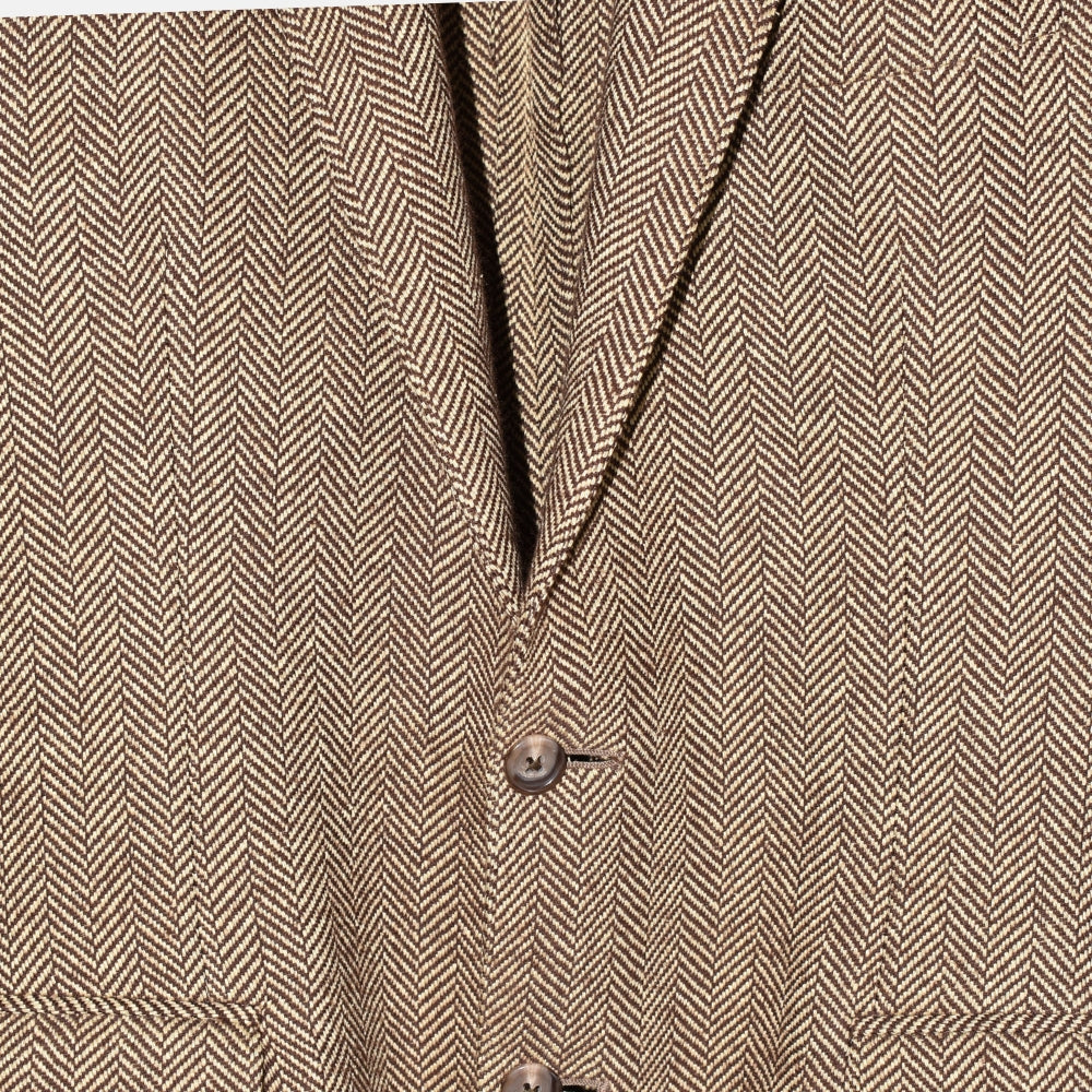 Brown Herringbone Blazer made of Linen/Wool/Viscose (EU 50)