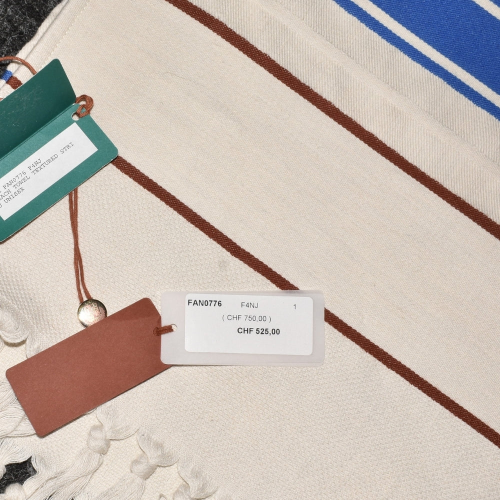 Cream/Blue Striped Beach Towel made of Cotton (OS)