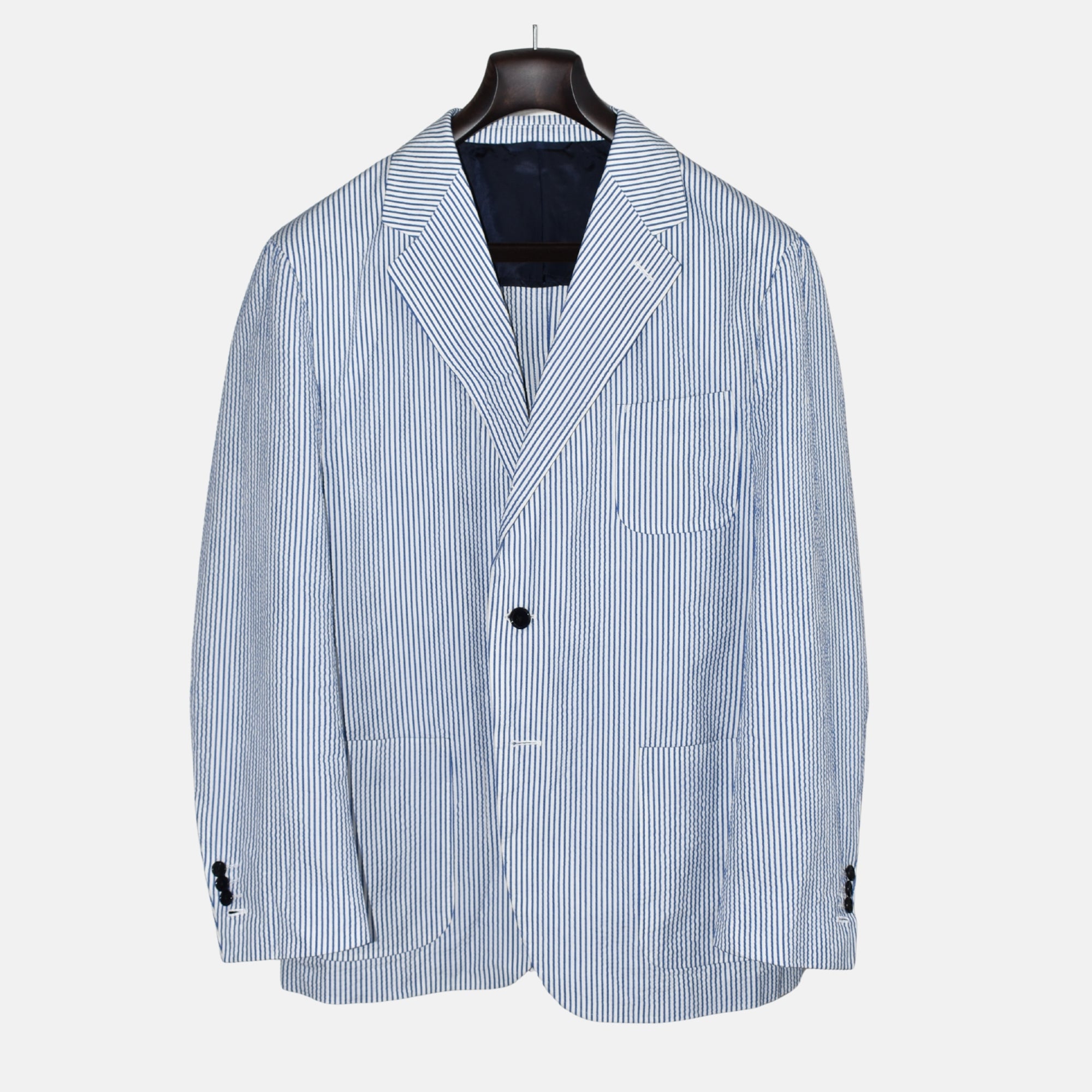 Blue/White Striped Blazer made of Cotton/Silk (EU 54)