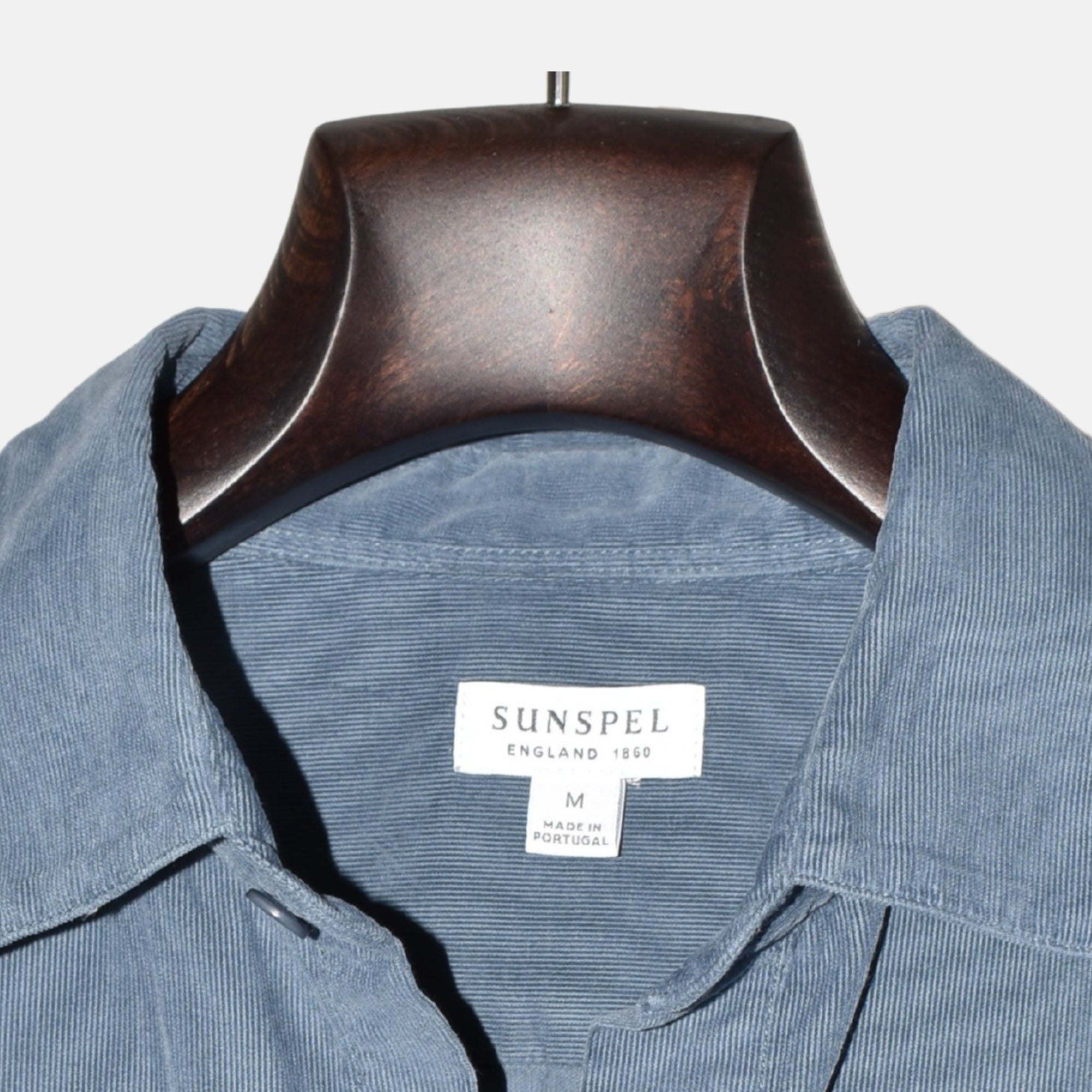 Blue-Gray Corduroy Shirt made of Cotton (M)