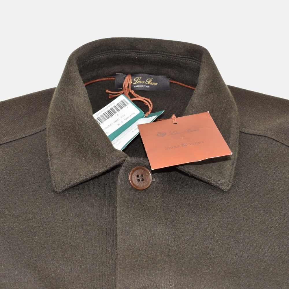 Dark Olive Overshirt made of Cotton/Silk/Cashmere (S)