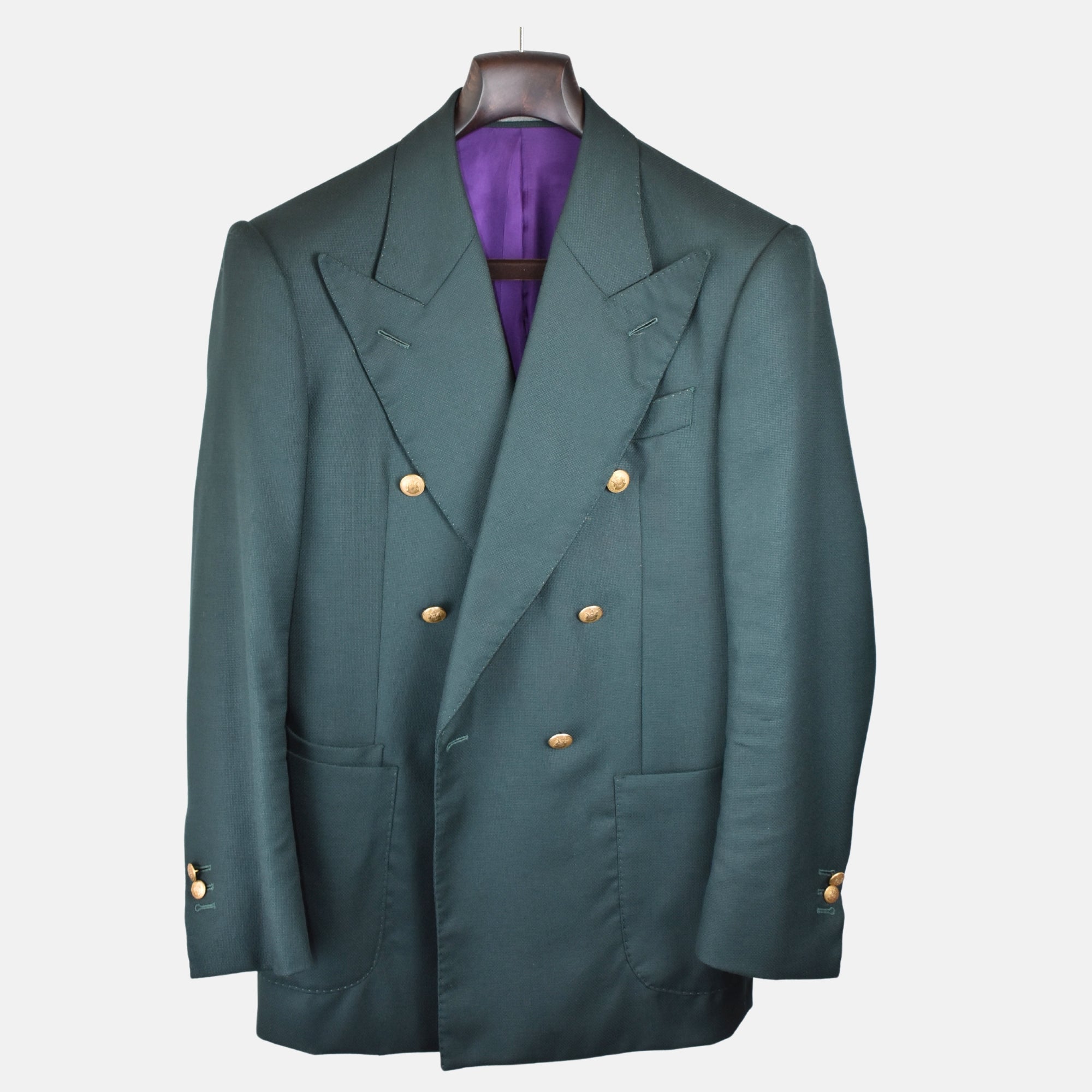 Grüner doppelreihiger Blazer aus Schurwolle (EU 48)