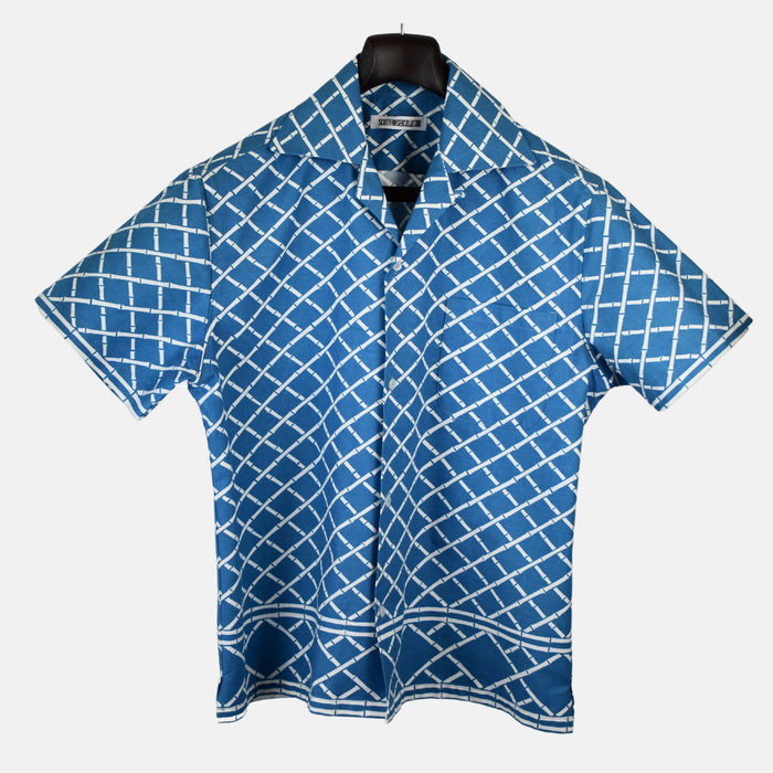 Turquoise/White Short-Sleeve Shirt made of Cotton (EU 41)