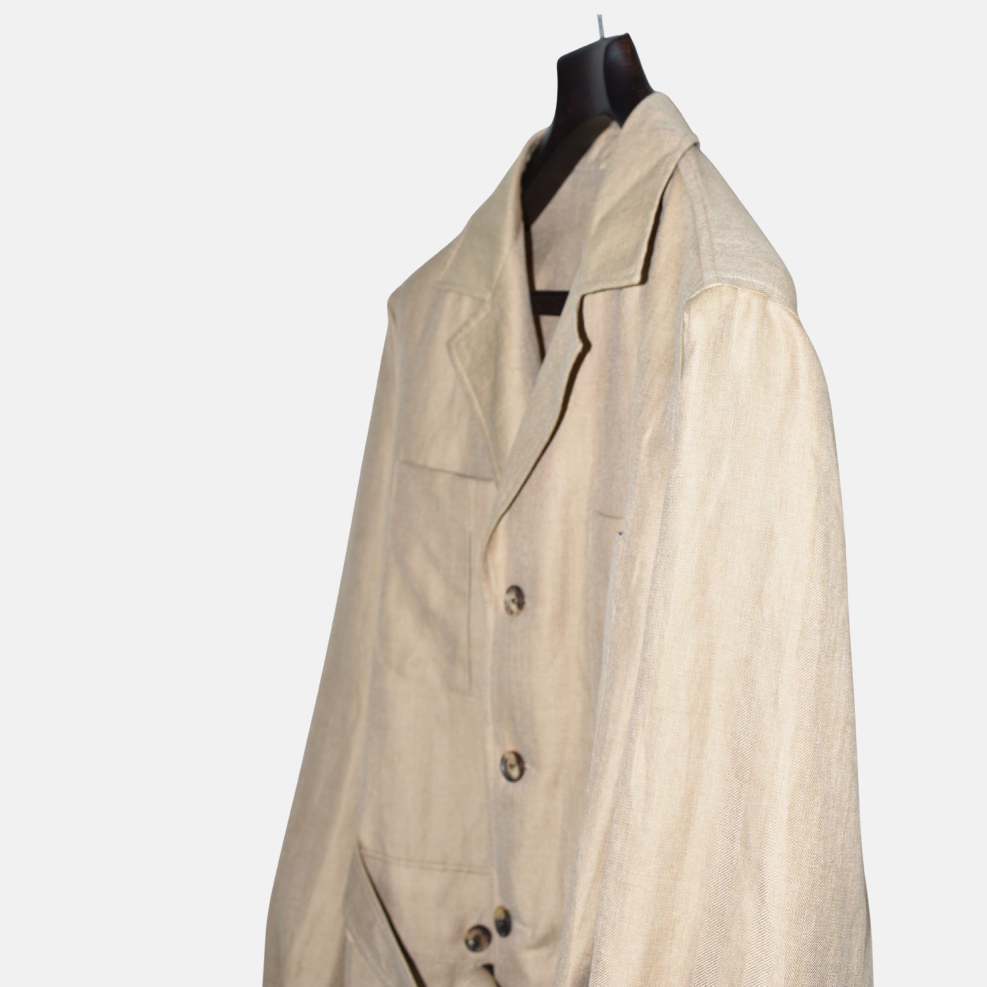 Beige Safari Jacket made of Linen/Camel Hair/Silk (EU 52)