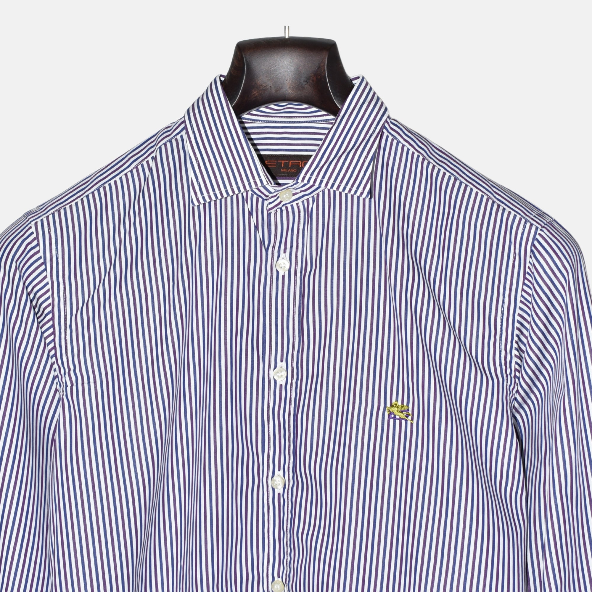 Blue-White Striped Shirt made of Cotton (EU 40)
