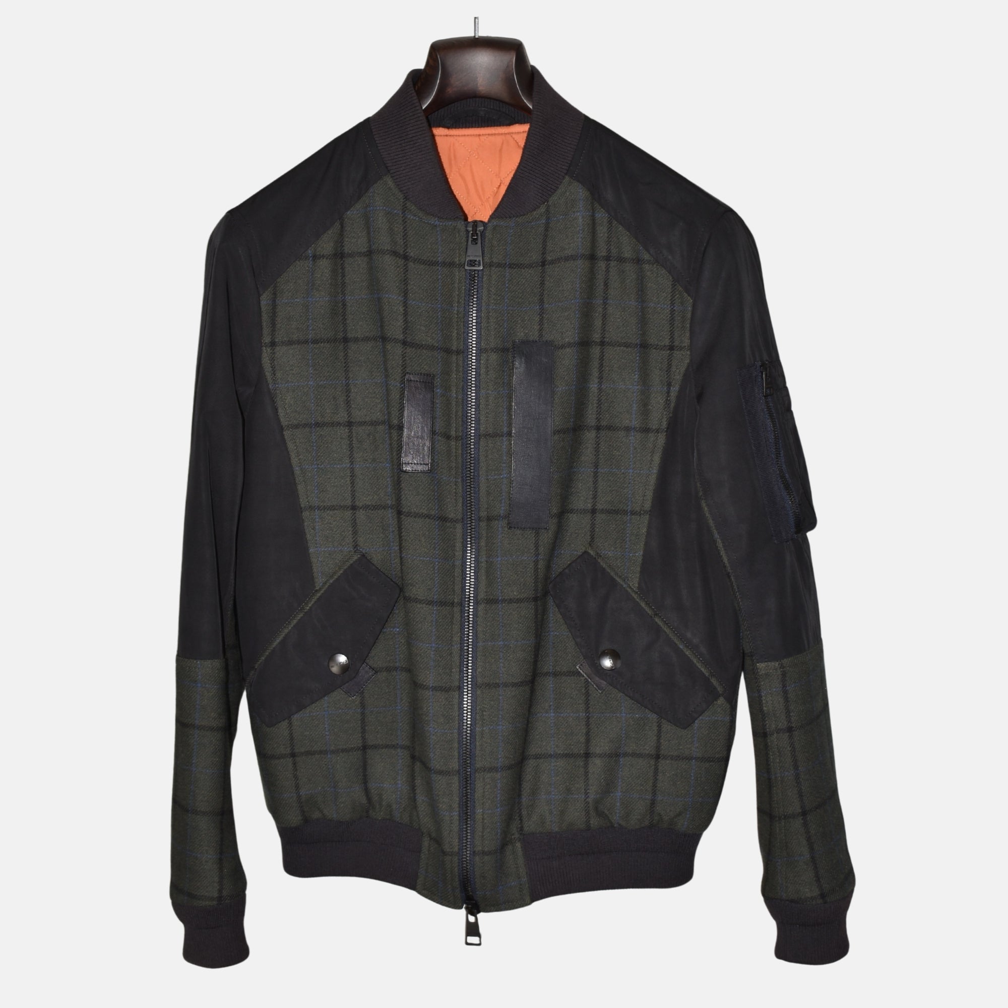 Black/Olive Checkered Bomber Jacket (M)