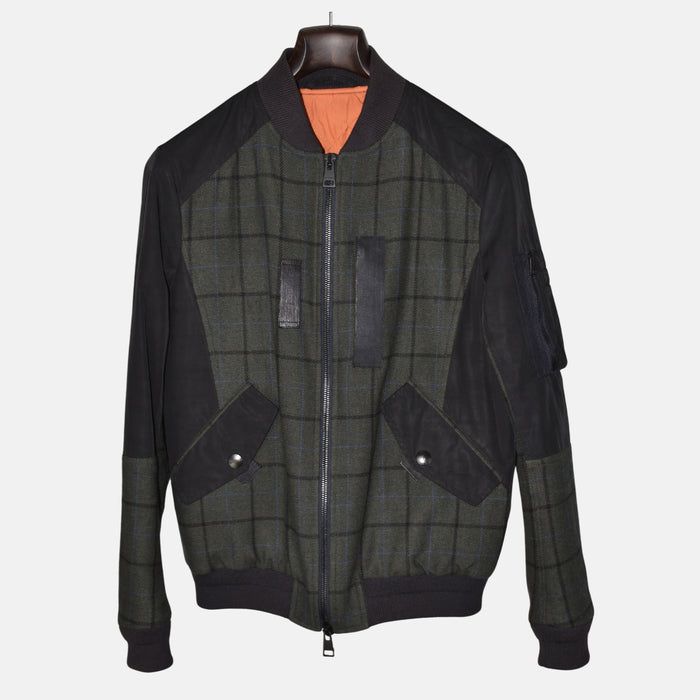 Black/Olive Checkered Bomber Jacket (M)