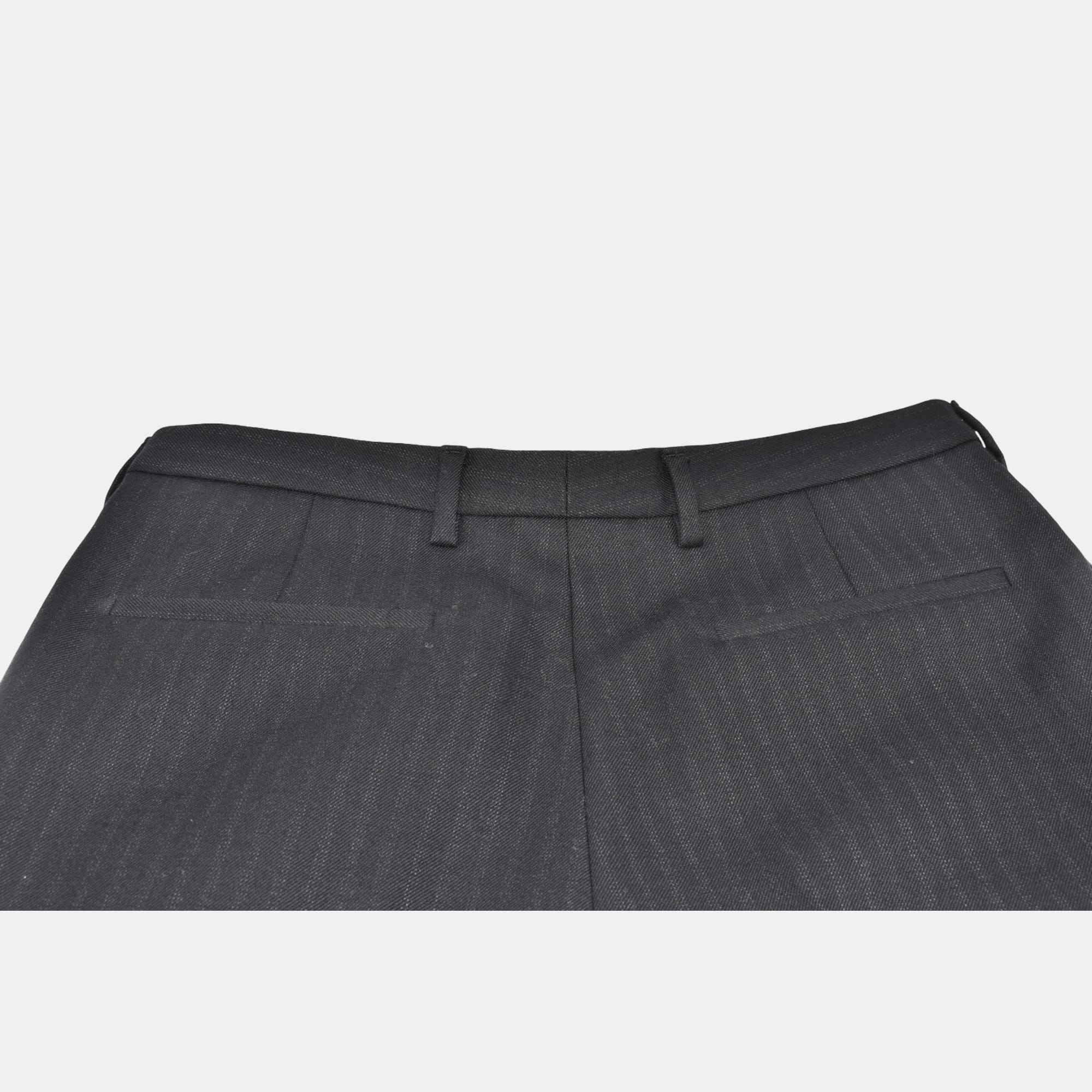 Black Striped Trousers made of Wool (EU 48)