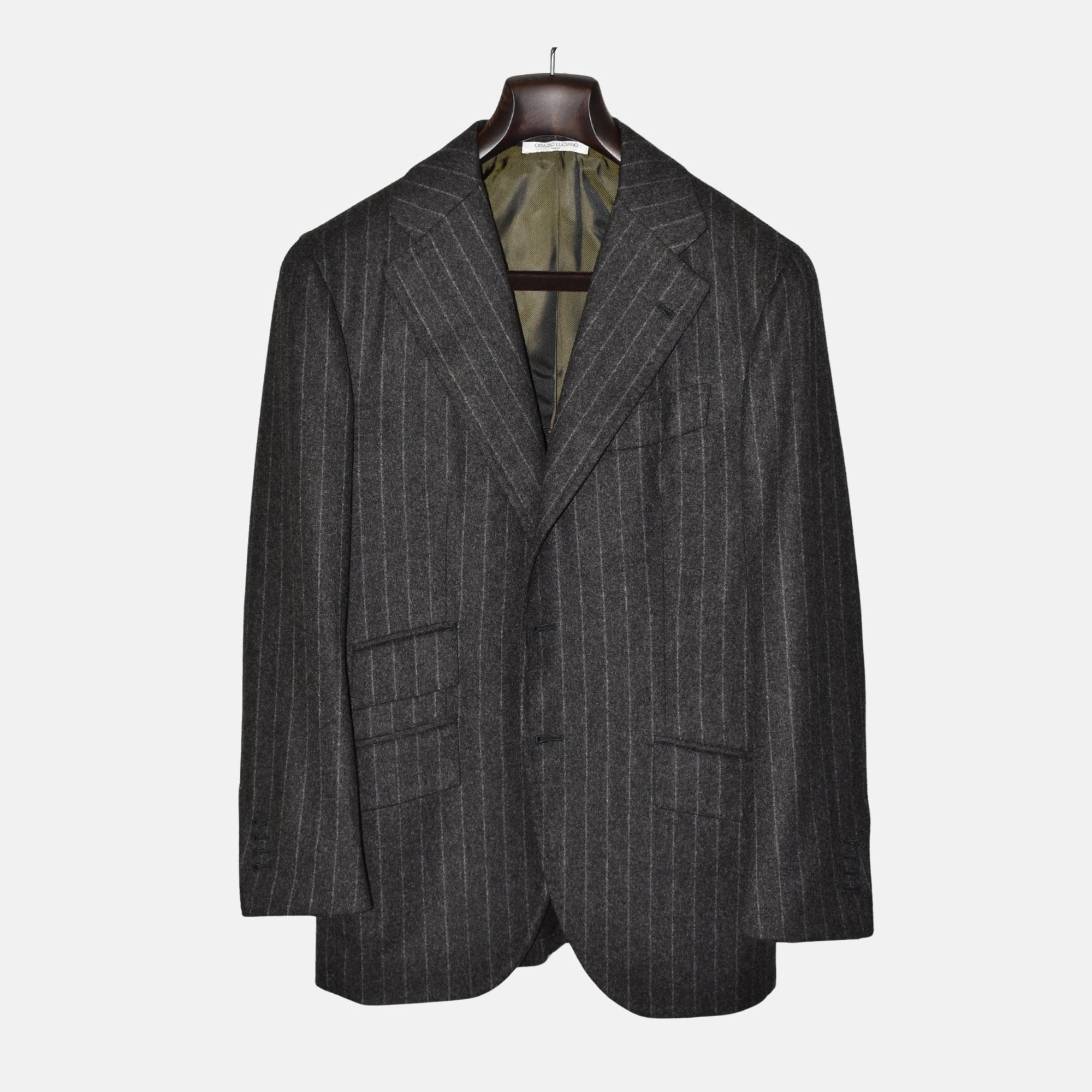 Brown/Grey Chalkstripe Blazer made of Wool (EU 46)