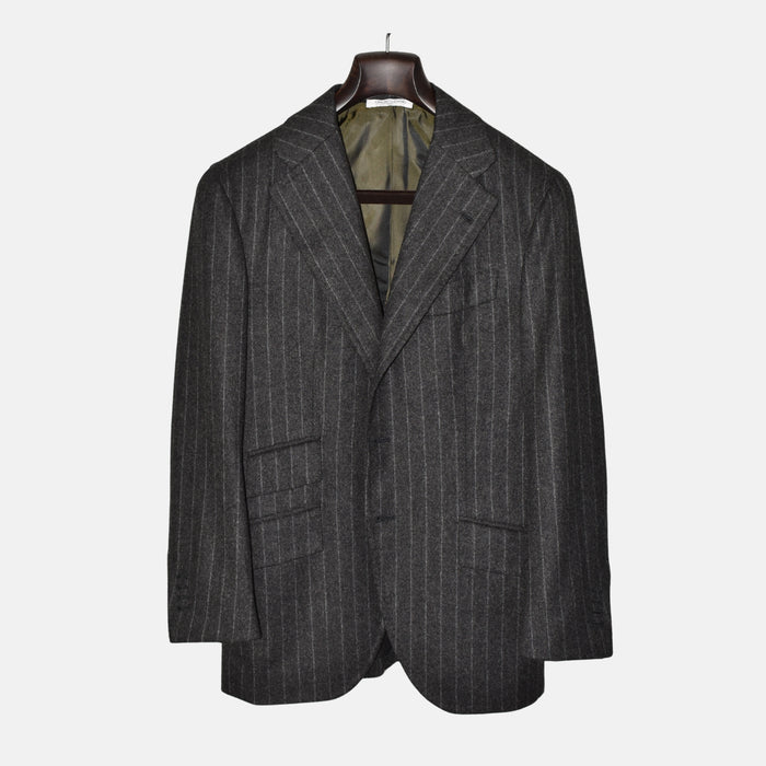 Brown/Grey Chalkstripe Blazer made of Wool (EU 46)