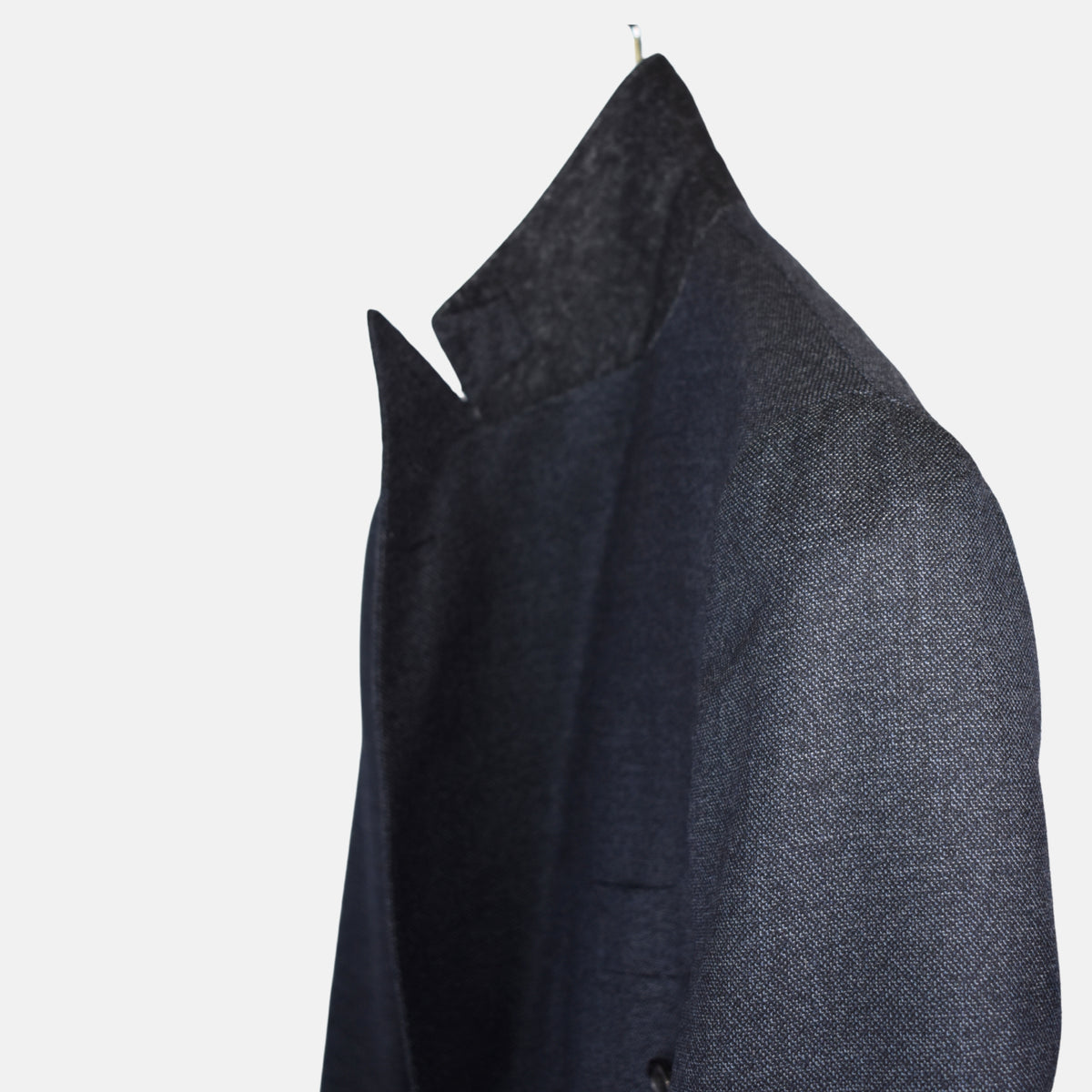 Dark Blue Patterned Double-Breasted Suit made of Wool (EU 46)