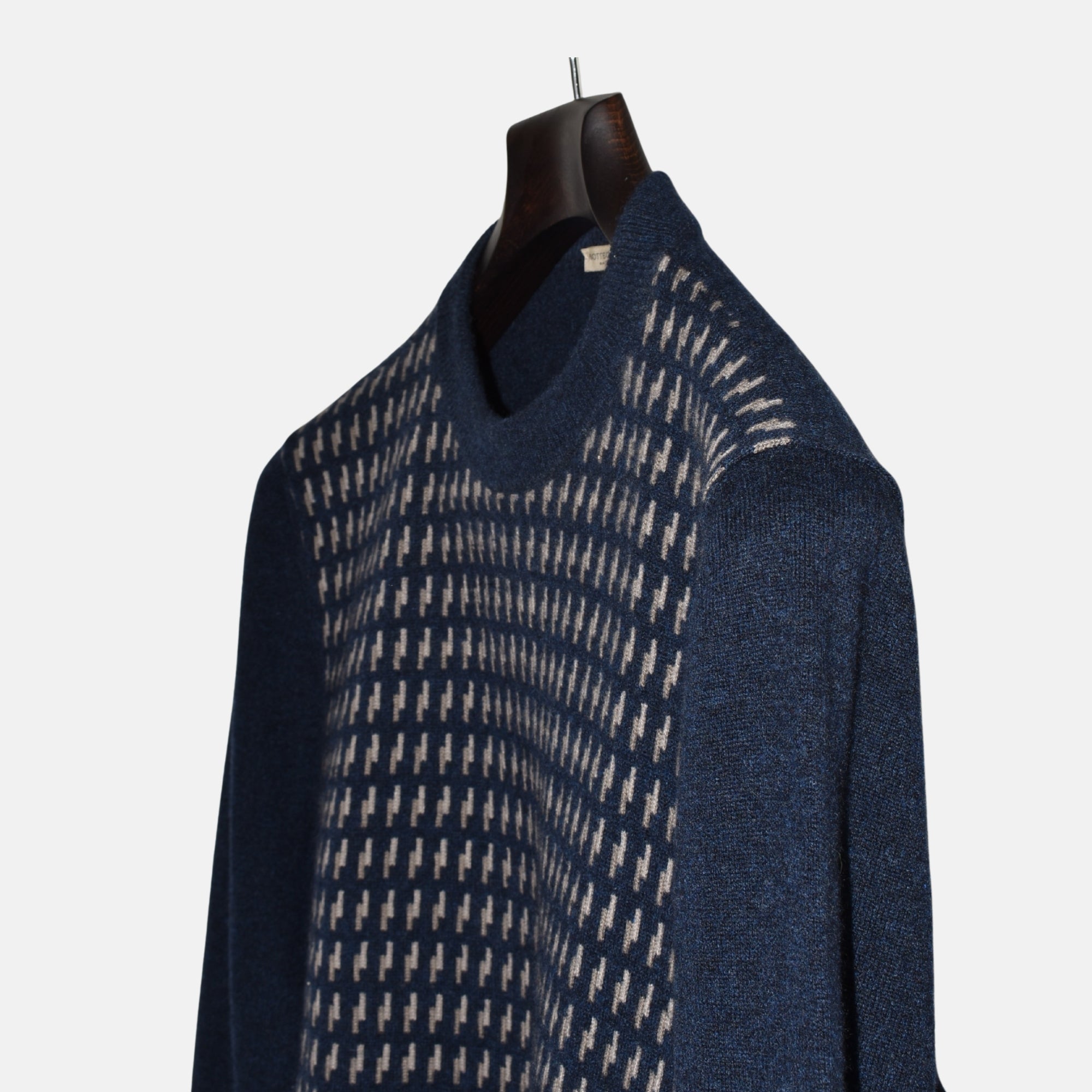 Blue-Beige Patterned Sweater made of Cashmere (EU 48)