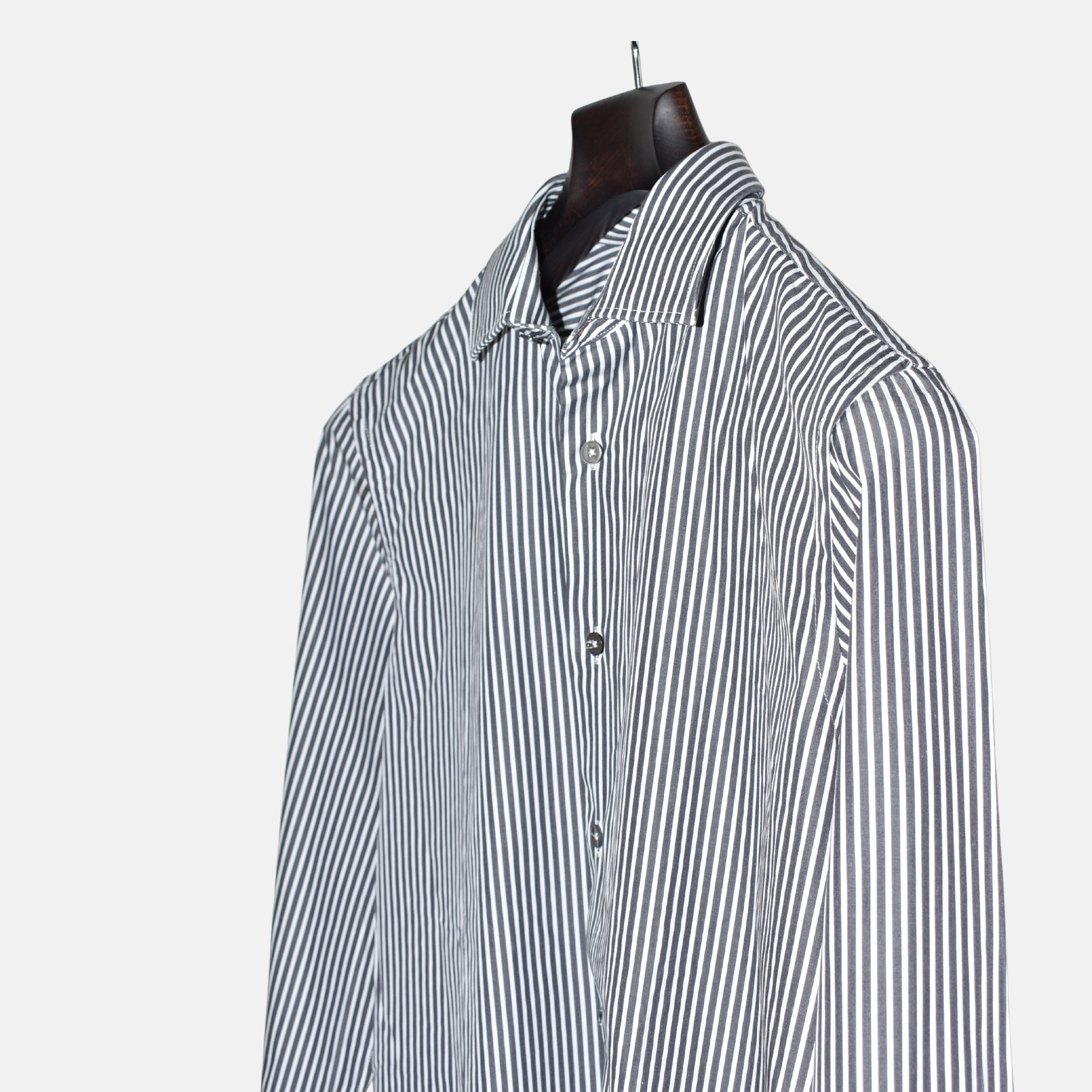 Gray-White Striped Shirt made of Cotton (EU 48)