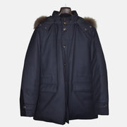 Marineblaue Kapuzenjacke aus Wolle (EU 54)