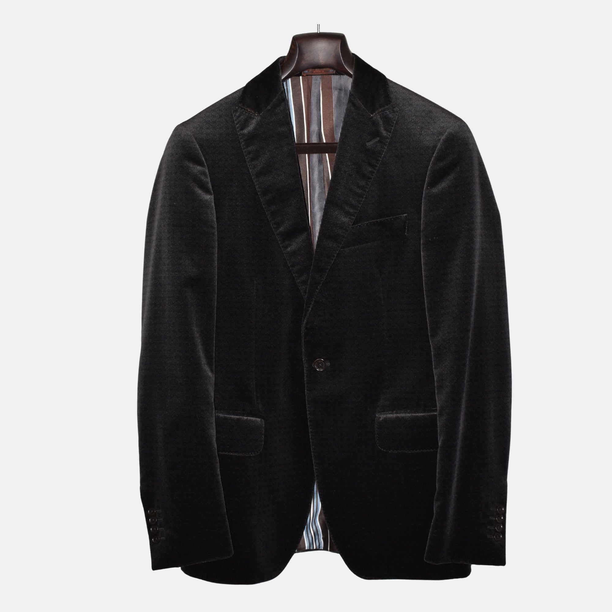 Charcoal Patterned Velvet Blazer made of Cotton (EU 48)