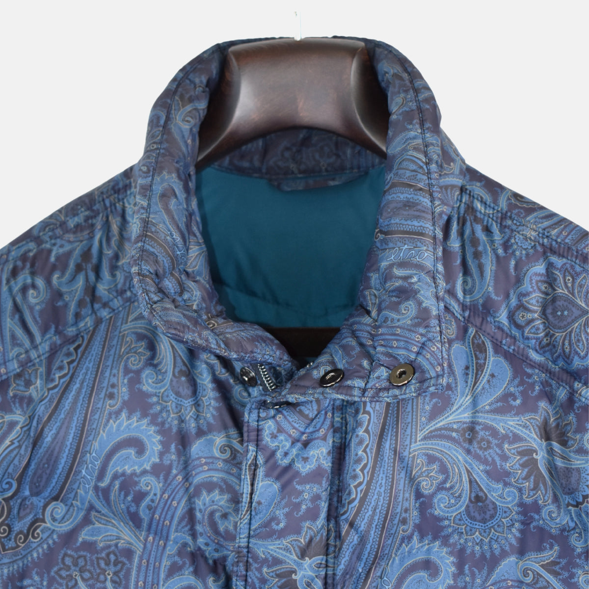Blue Patterned Down Jacket made of Polyamide (S)