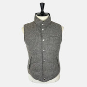 Gray Patterned/Navy Reversible Down Vest made of Wool/Alpaca/Polyamide/Cashmere (M)