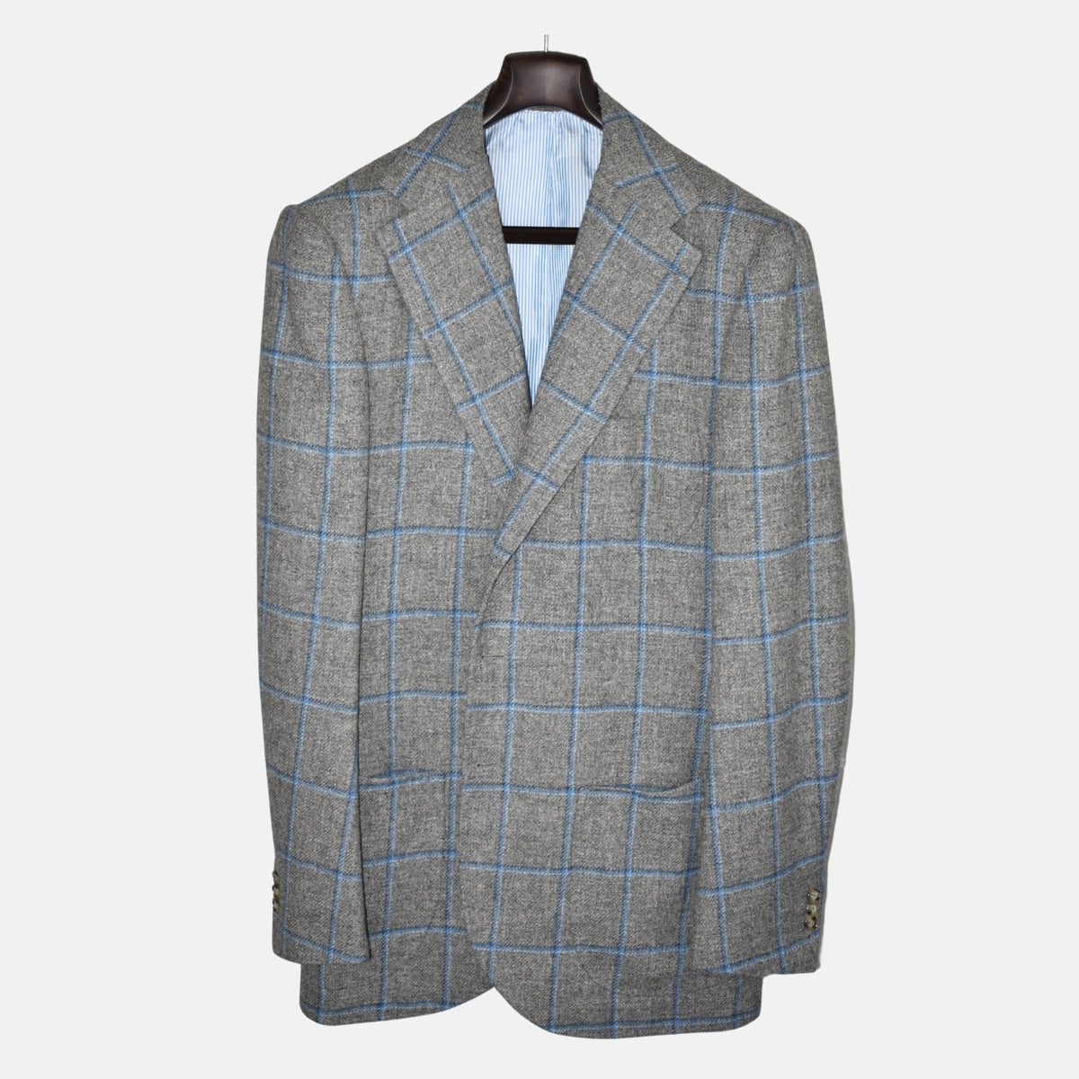 Gray/Blue Checkered Blazer made of Wool (EU 52L)