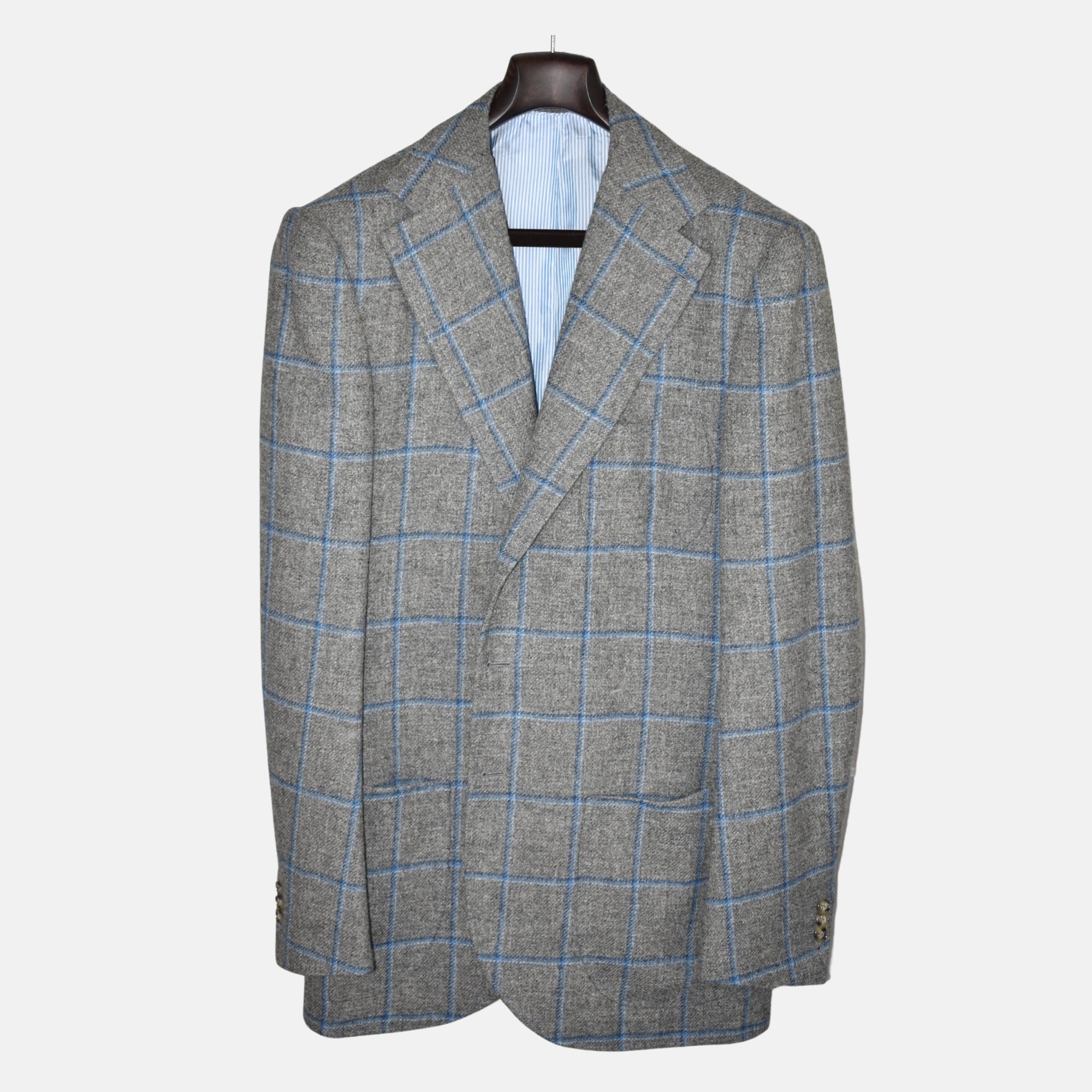 Gray/Blue Checkered Blazer made of Wool (bespoke)
