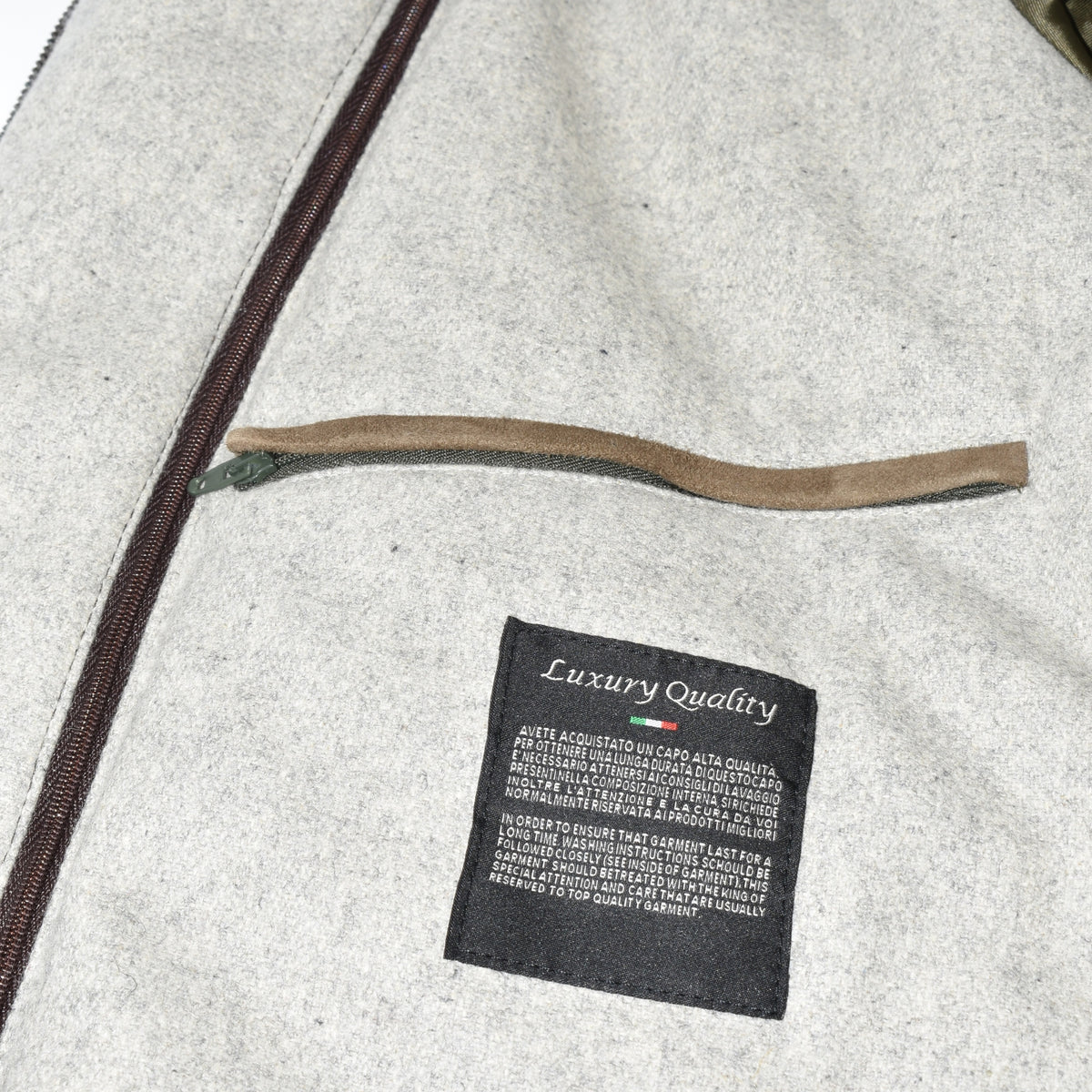 Multicoloured Hooded Jacket made of Leather/Wool/Shearling (EU 54)