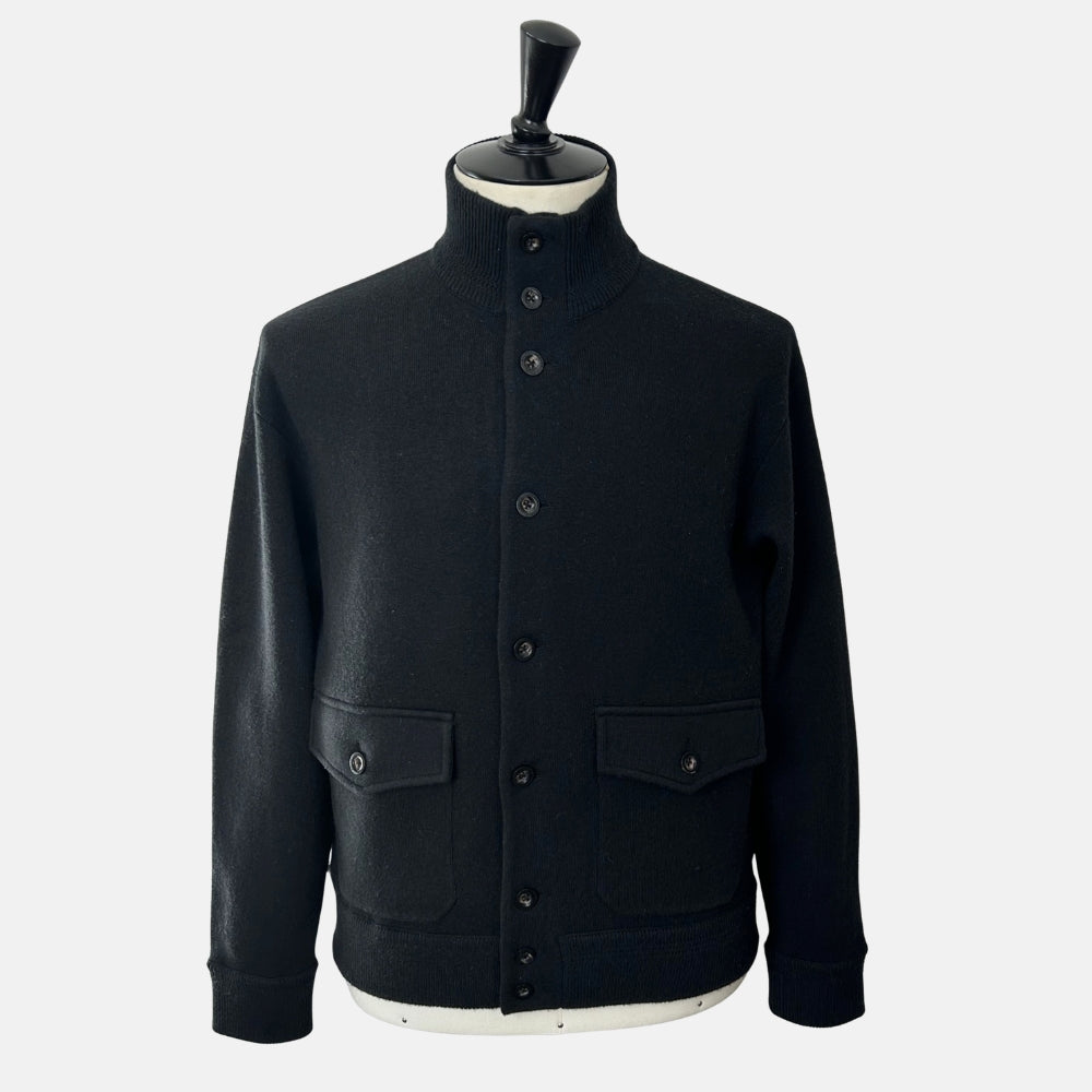 Navy Long-Sleeve Polo Shirt made of Wool (EU 54)