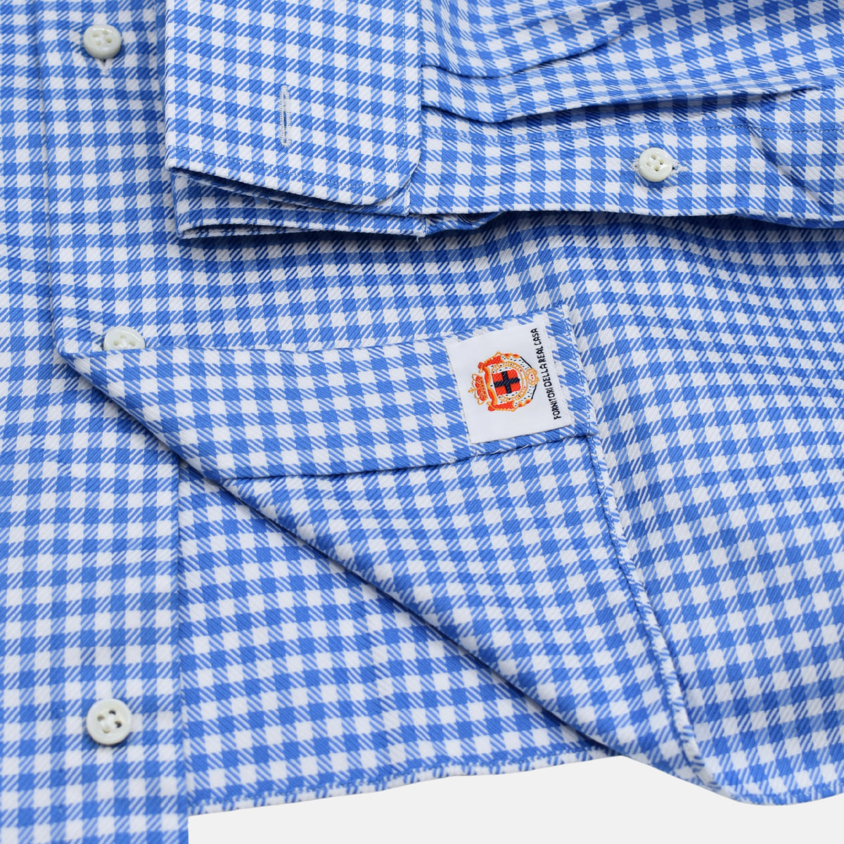 Blue/White Checked Cuffed Shirt made Cotton (EU 42)
