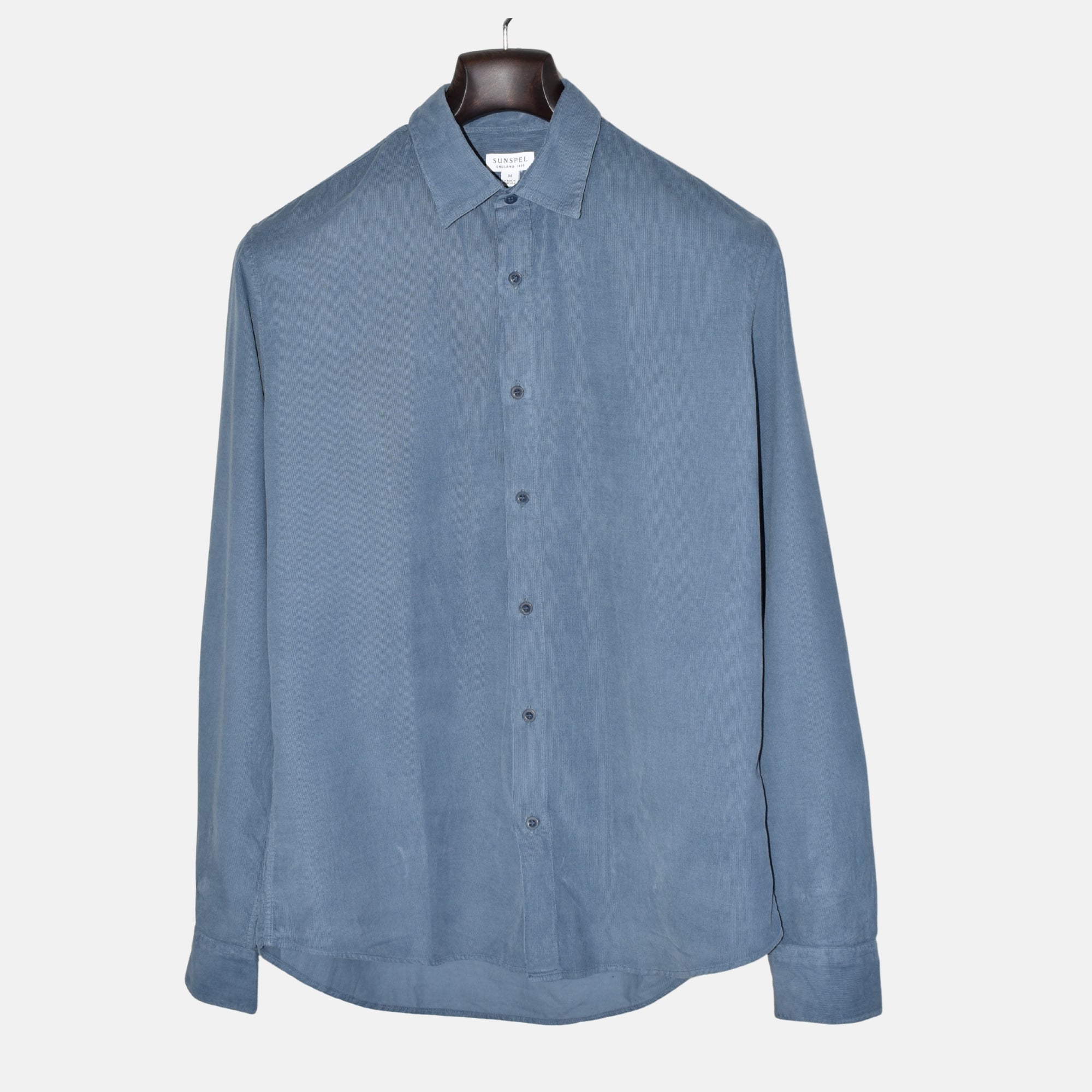 Blue-Gray Corduroy Shirt made of Cotton (M)