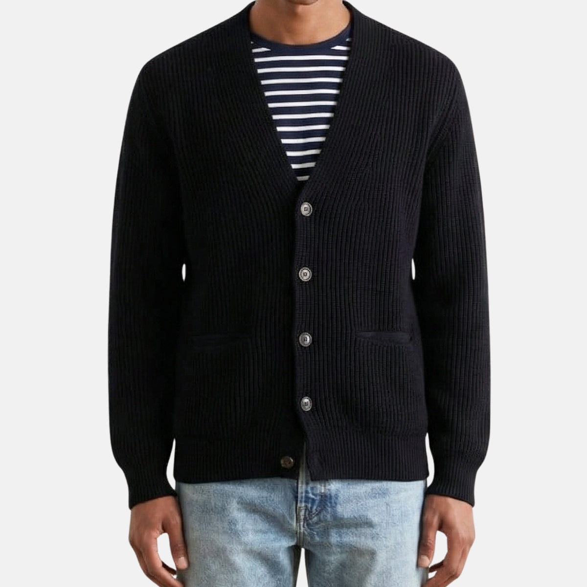 Black Cardigan made of Cashmere/Linen/Cotton (EU52)