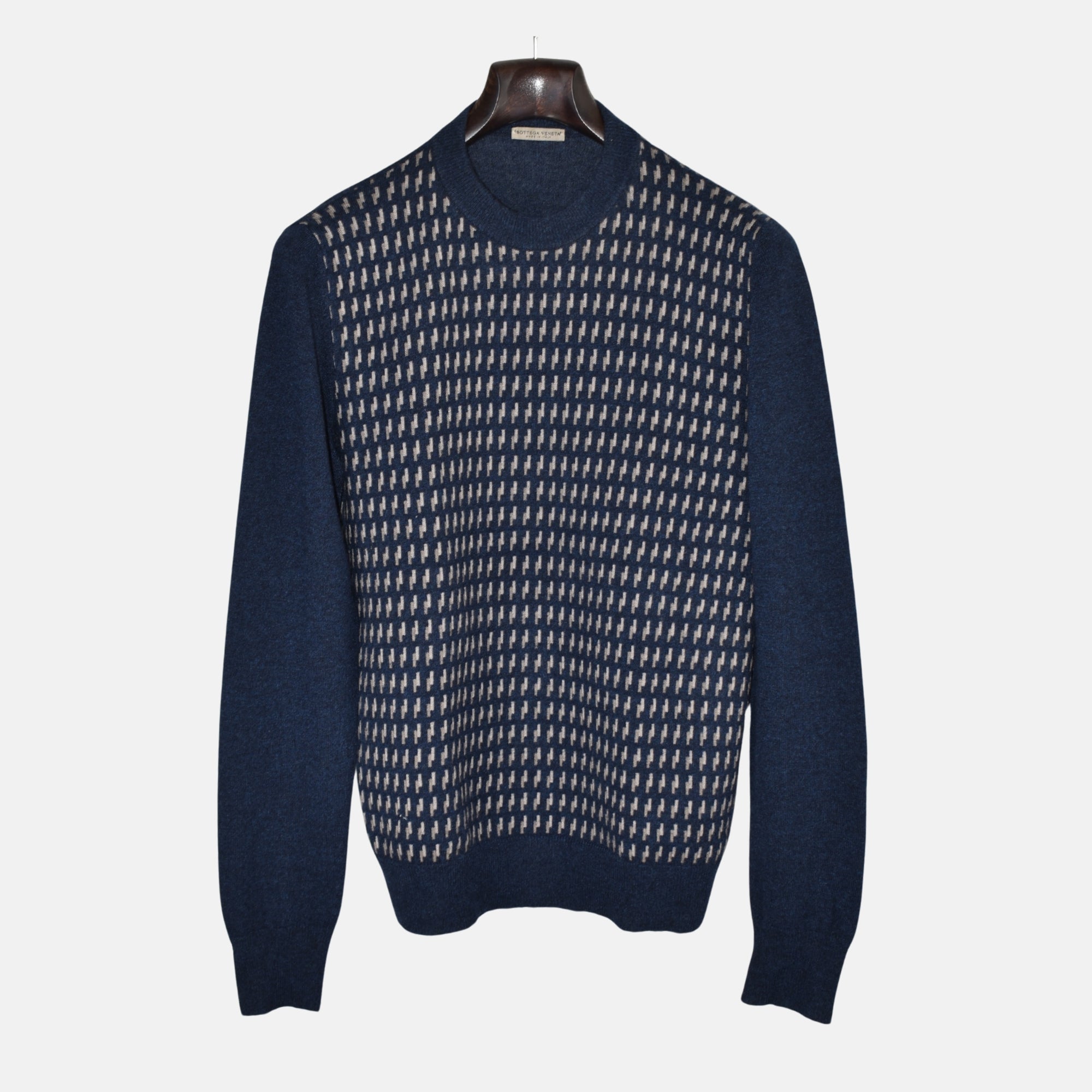 Blue-Beige Patterned Sweater made of Cashmere (EU 48)