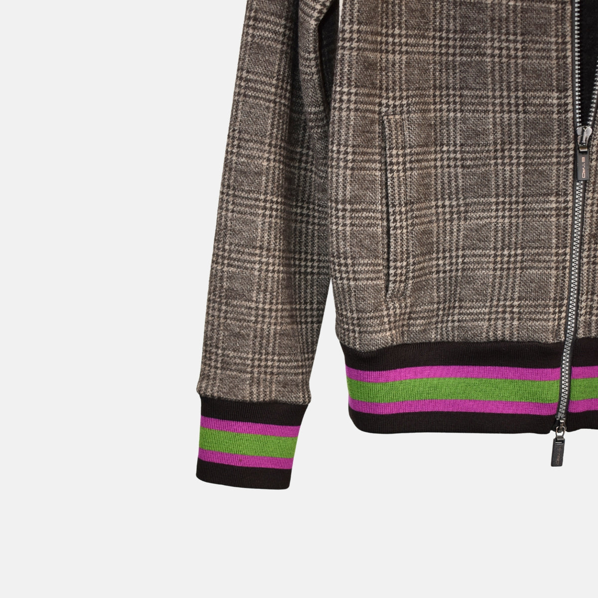 Multicoloured Hooded Jacket made of Wool (L)