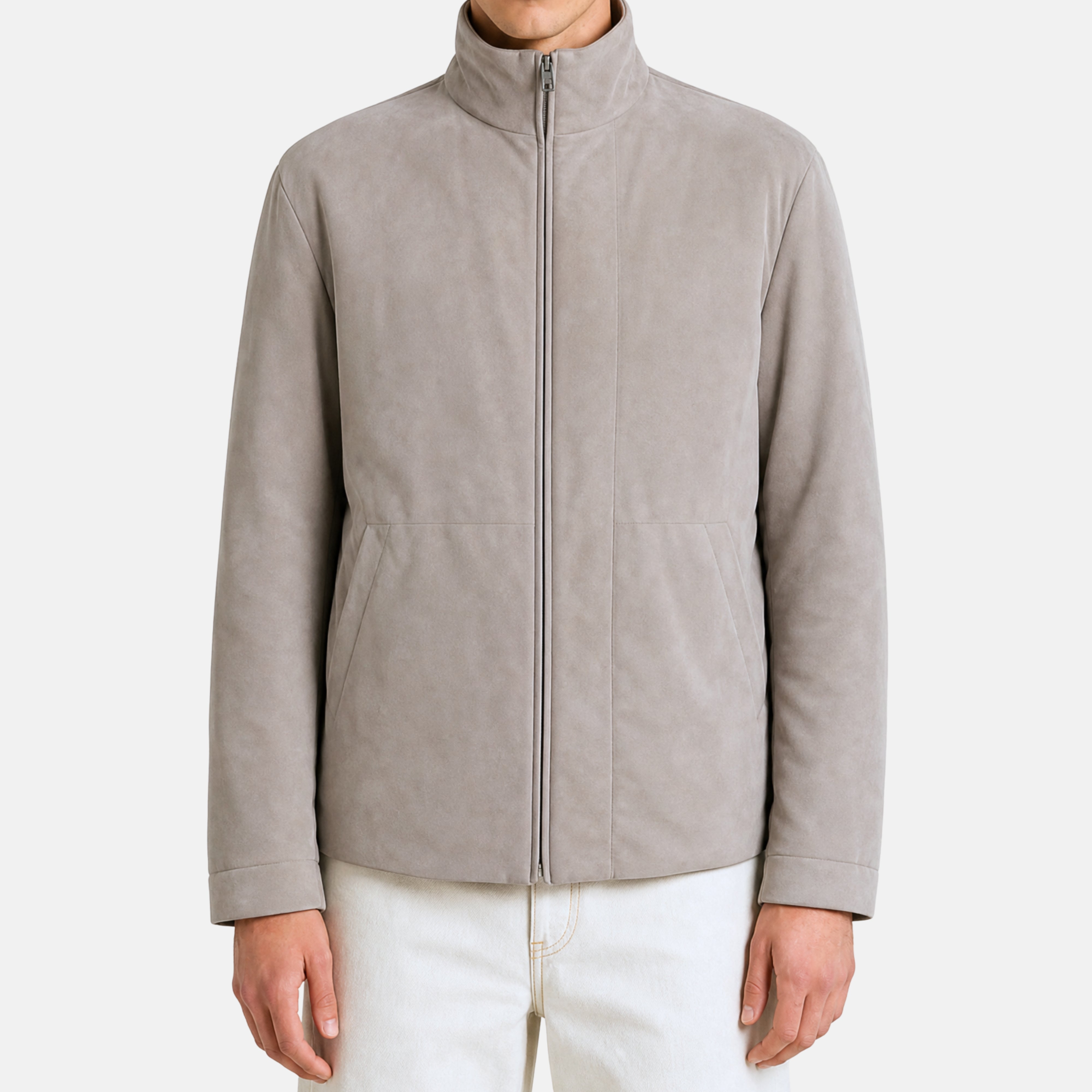 Taupe Suede Down Bomber (L)