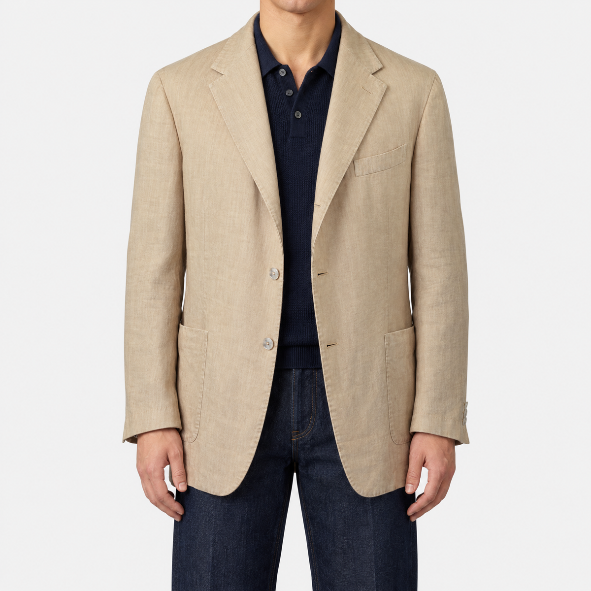 On-model | Beige Linen Blazer